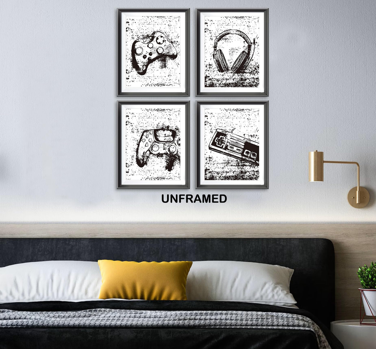 Retro Video Game Gaming Poster Prints for Home Boys Room Playroom Decor,Black And White Video Game Decorations Prints Wall Art Unframed 4pcs 8x10inches,Gift for Gamer Boys Gaming Love (8×10 inc) BST220