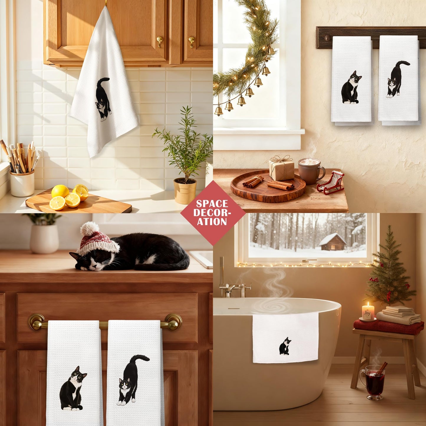 Blue and White Chinoiserie Orange Cat Bathroom Hand Towels, Orange Cat Gifts, Funny Oriental Kitty Decorative Hand Towels Bathroom Restroom Washroom Yoga Spa Zen Decor, 16x24 Inch BST326L