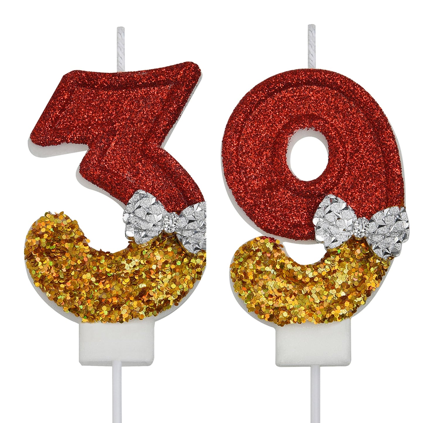 39th 93rd Birthday Candles, Red 93 39 Year Old Number Birthday Candles, Happy Birthday Party Cake Topper Decoration Gifts for Women Men BST220