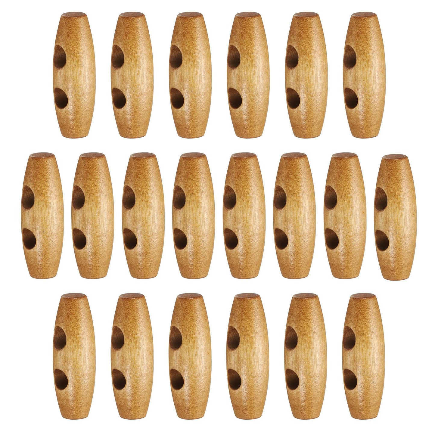 HARFINGTON 60mm / 2.4" Wooden Toggle Buttons 20pcs 2-Hole, Maroon | Wood Olive Sewing Buttons Horn Oval Buttons Sewing Accessories for Coat Sweaters Clothing DIY Craft BST326L