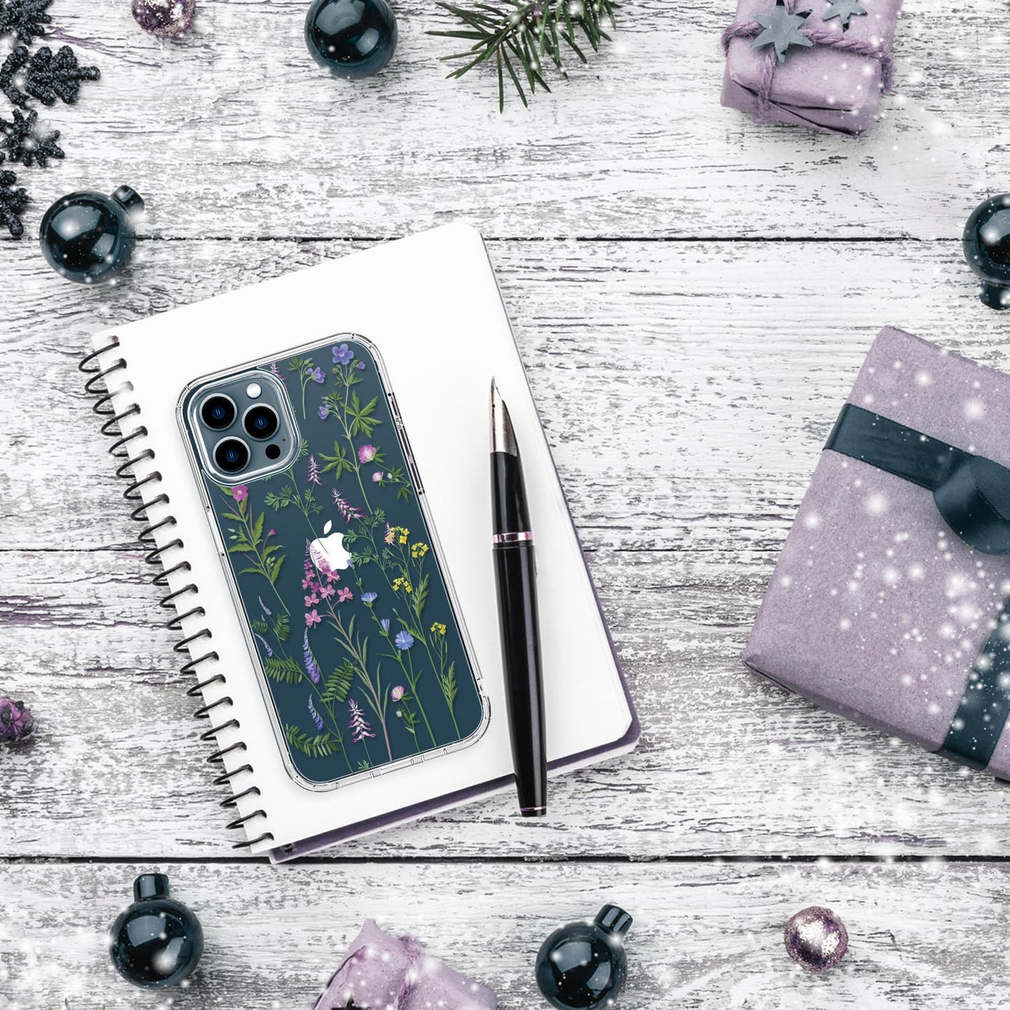 bicol for iPhone 12 Pro Max Case with Screen Protector and Camera Lens Protector - Fashionable Flower Floral Designs for Women Girls - Shockproof Acrylic Clear Phone Cover 6.7" - Blooming Flowers WN420