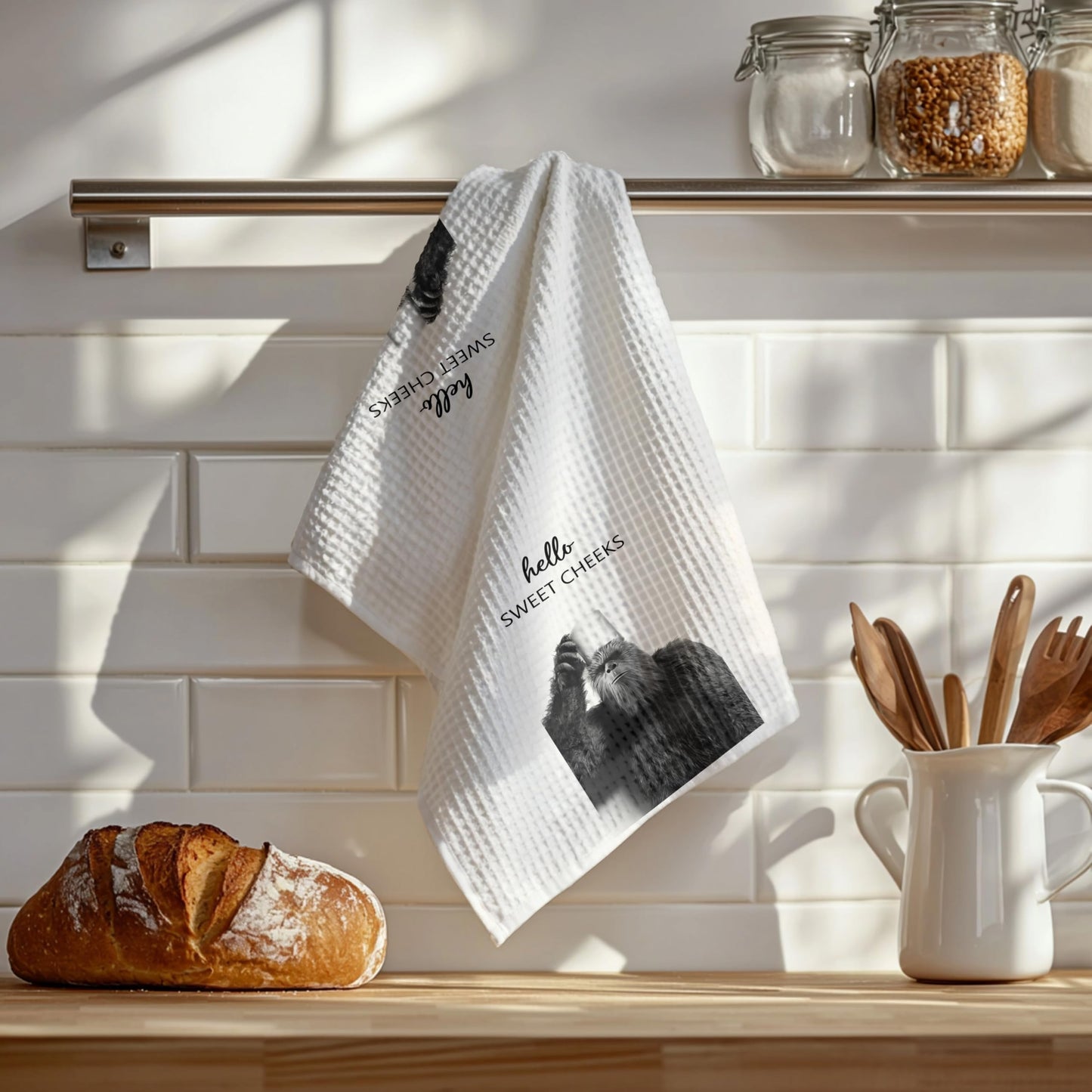 Funny Bear Bathroom Hand Towels Set of 2, Hello Sweet Bear Bathroom Decor, Funny Wild Animal Hand Towels for Washroom Restroom Decor, 16x24 Inch BST326L