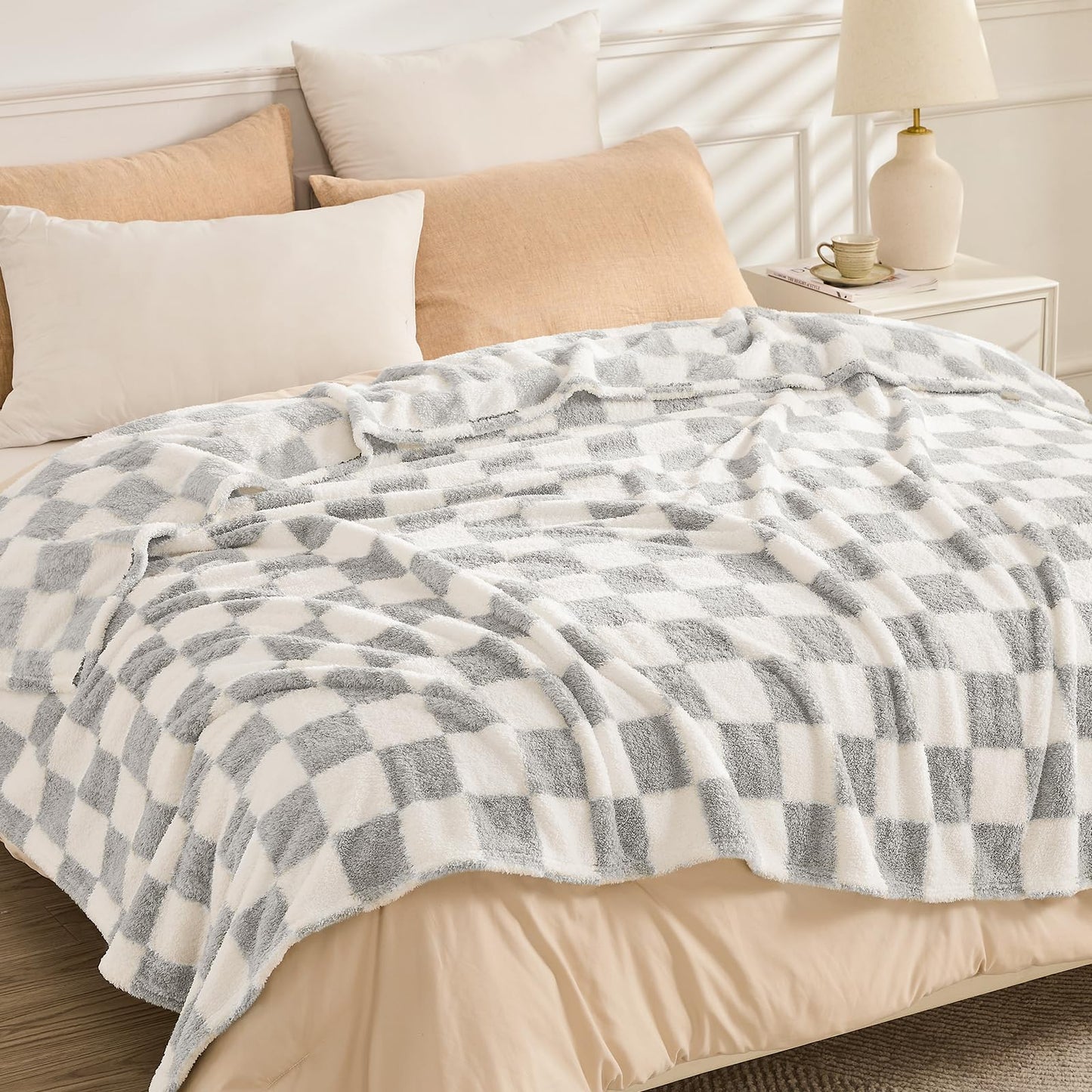 EMME Fleece Blanket, 3D Jacquard Throw Blanket for Couch and Bed, Soft Cozy and Fluffy Blankets Lightweight Luxury Flannel with Waffle Design (Navy Blue, 50" x 60") BST202
