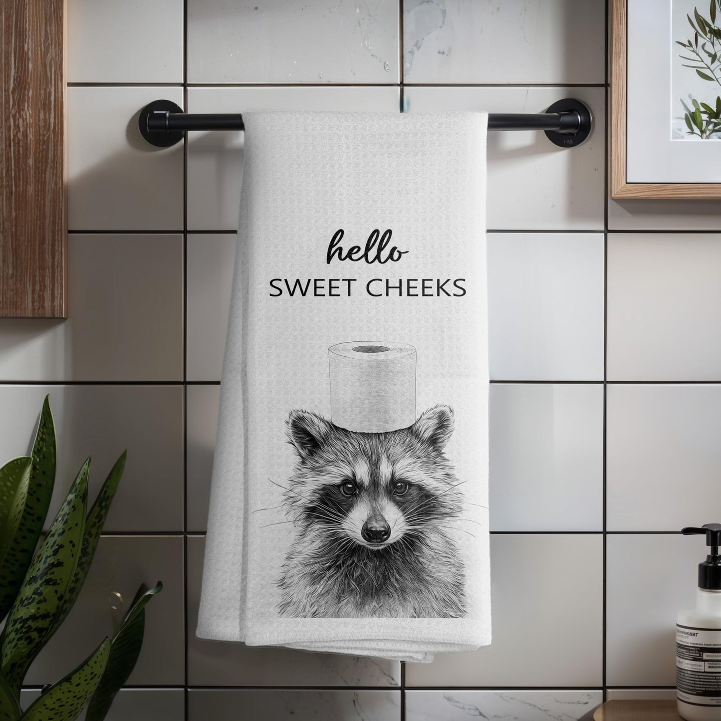 Funny Bear Bathroom Hand Towels Set of 2, Hello Sweet Bear Bathroom Decor, Funny Wild Animal Hand Towels for Washroom Restroom Decor, 16x24 Inch BST326L