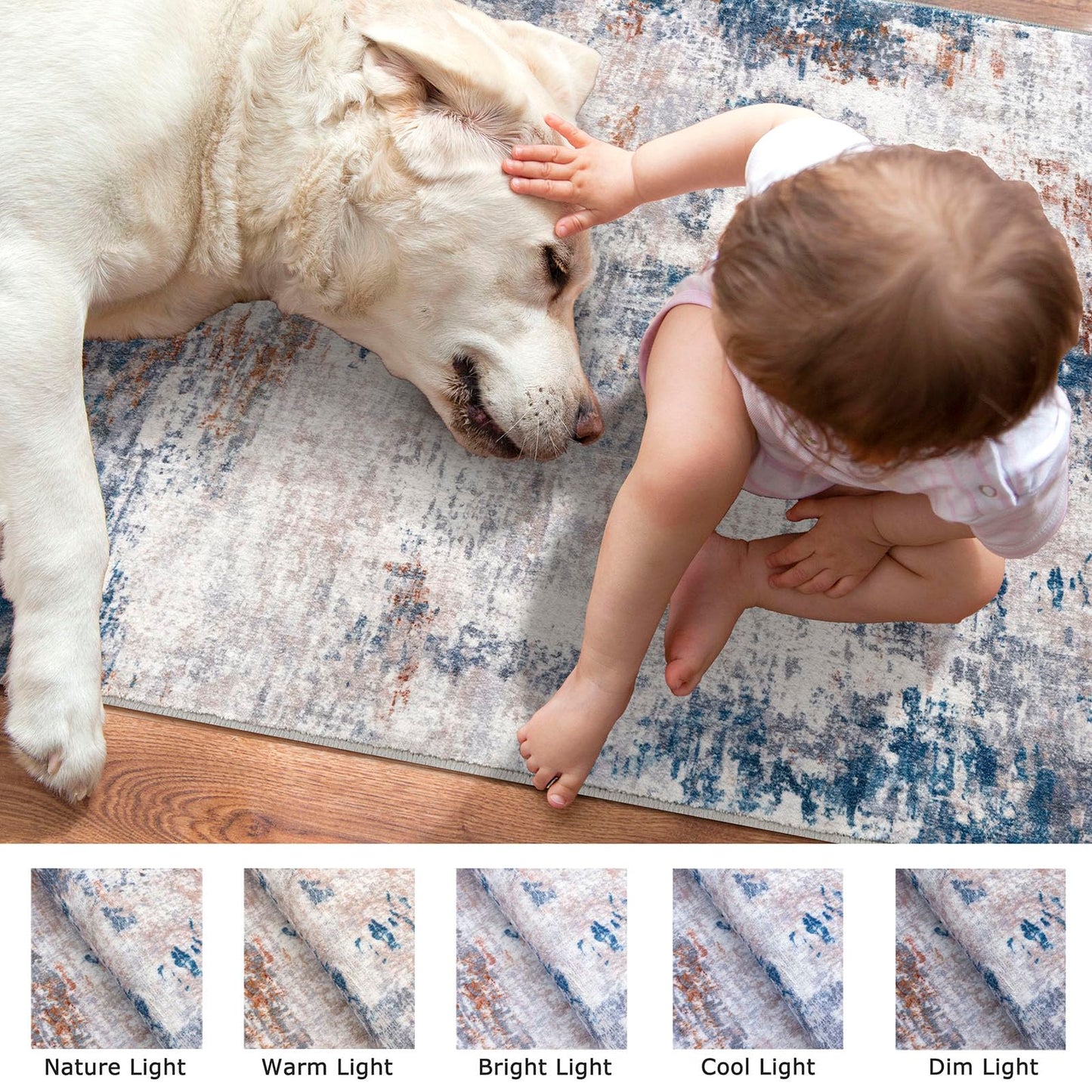 Lansny Modern Abstract Runner - 2x5, Beige Grey Washable Kitchen Entryway Rug Mat Non-Slip Soft Neutral Hallway Rug Thin Print Faux Wool Carpet for Bedroom Laundry Room Indoor BST220