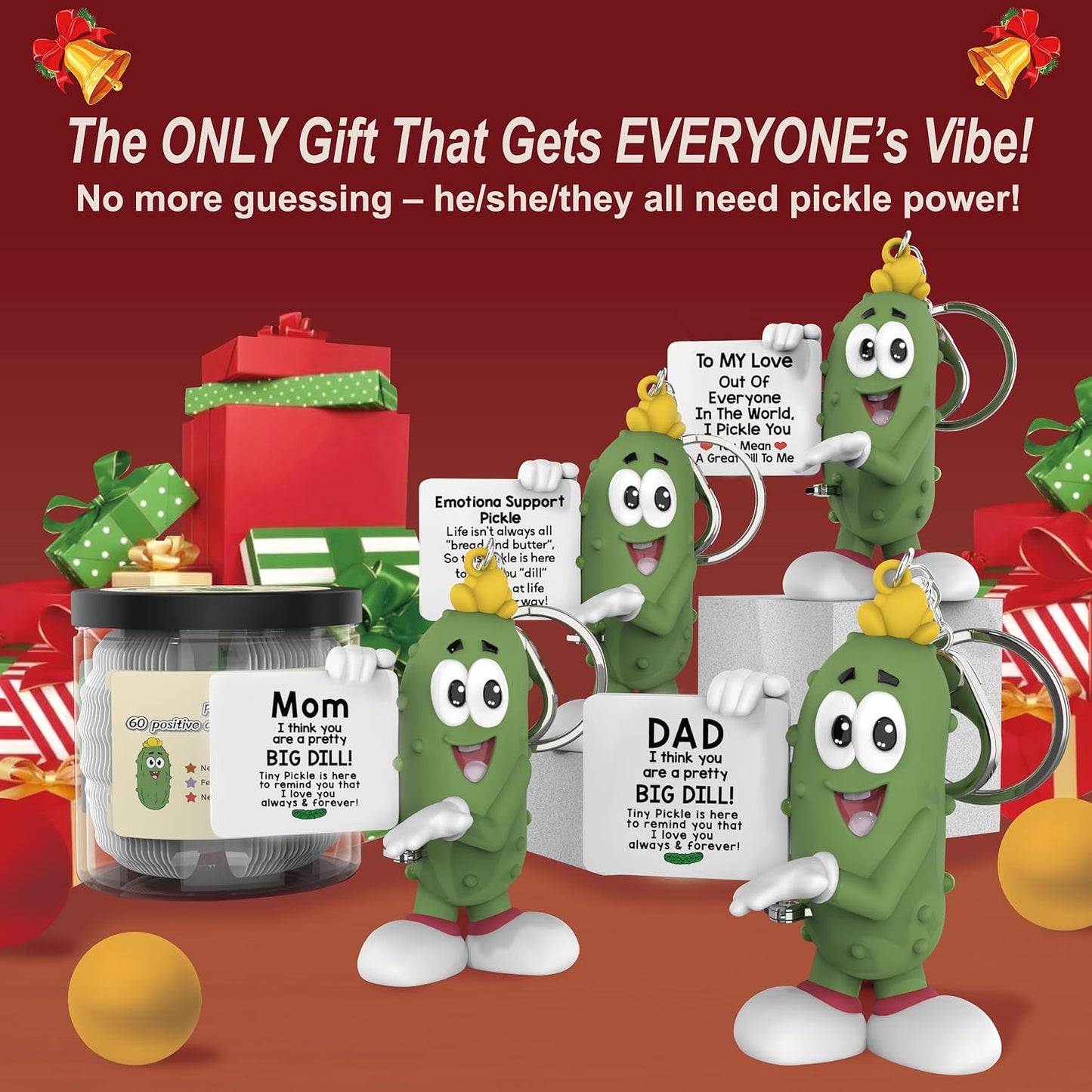 Positive Pickle with 60 Positive Affirmations Cards Set, Dad Gifts from Daughter Son, Best Dad Ever Gifts Thank You Daddy Gift Funny Pickle Plush BST202