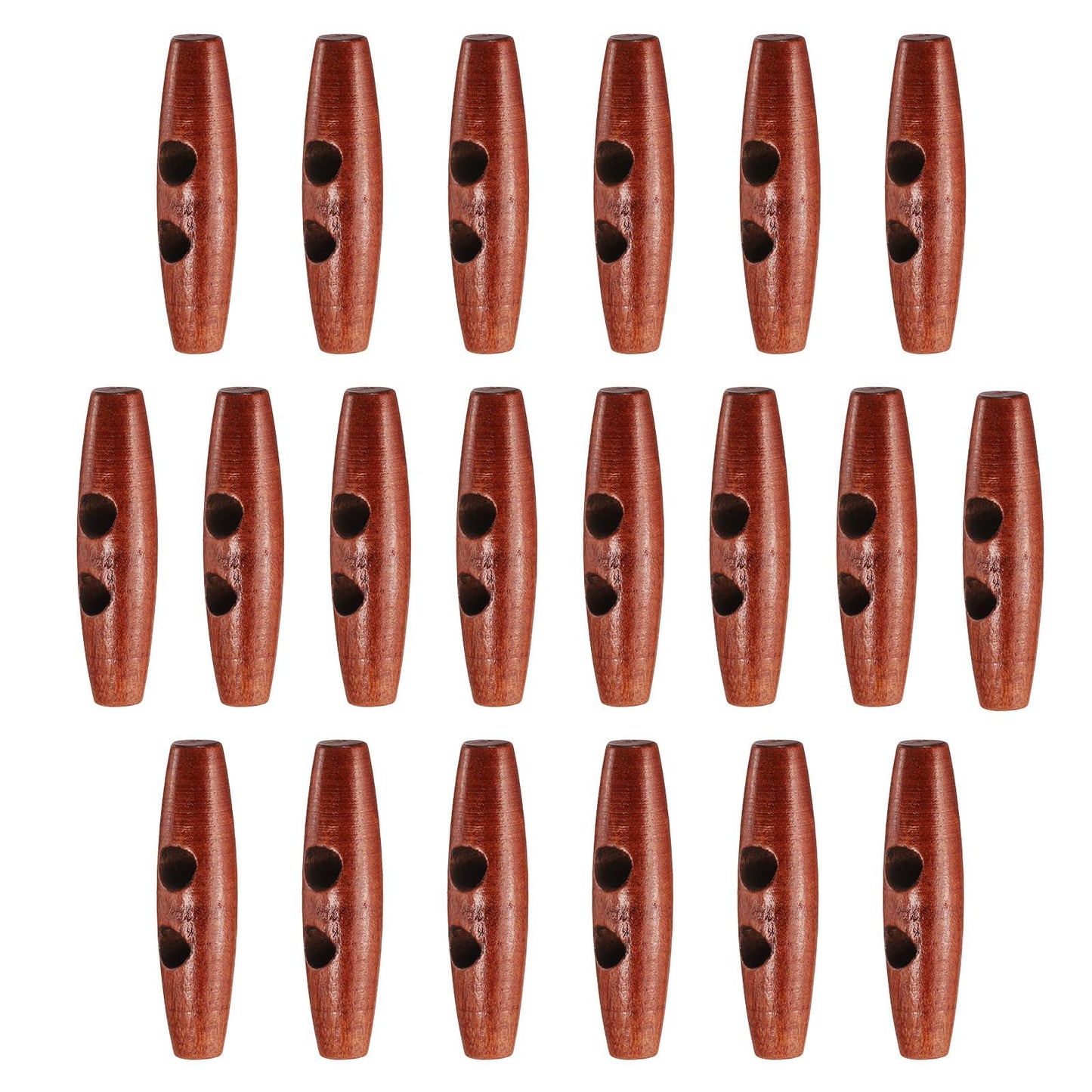 HARFINGTON 60mm / 2.4" Wooden Toggle Buttons 20pcs 2-Hole, Maroon | Wood Olive Sewing Buttons Horn Oval Buttons Sewing Accessories for Coat Sweaters Clothing DIY Craft BST326L