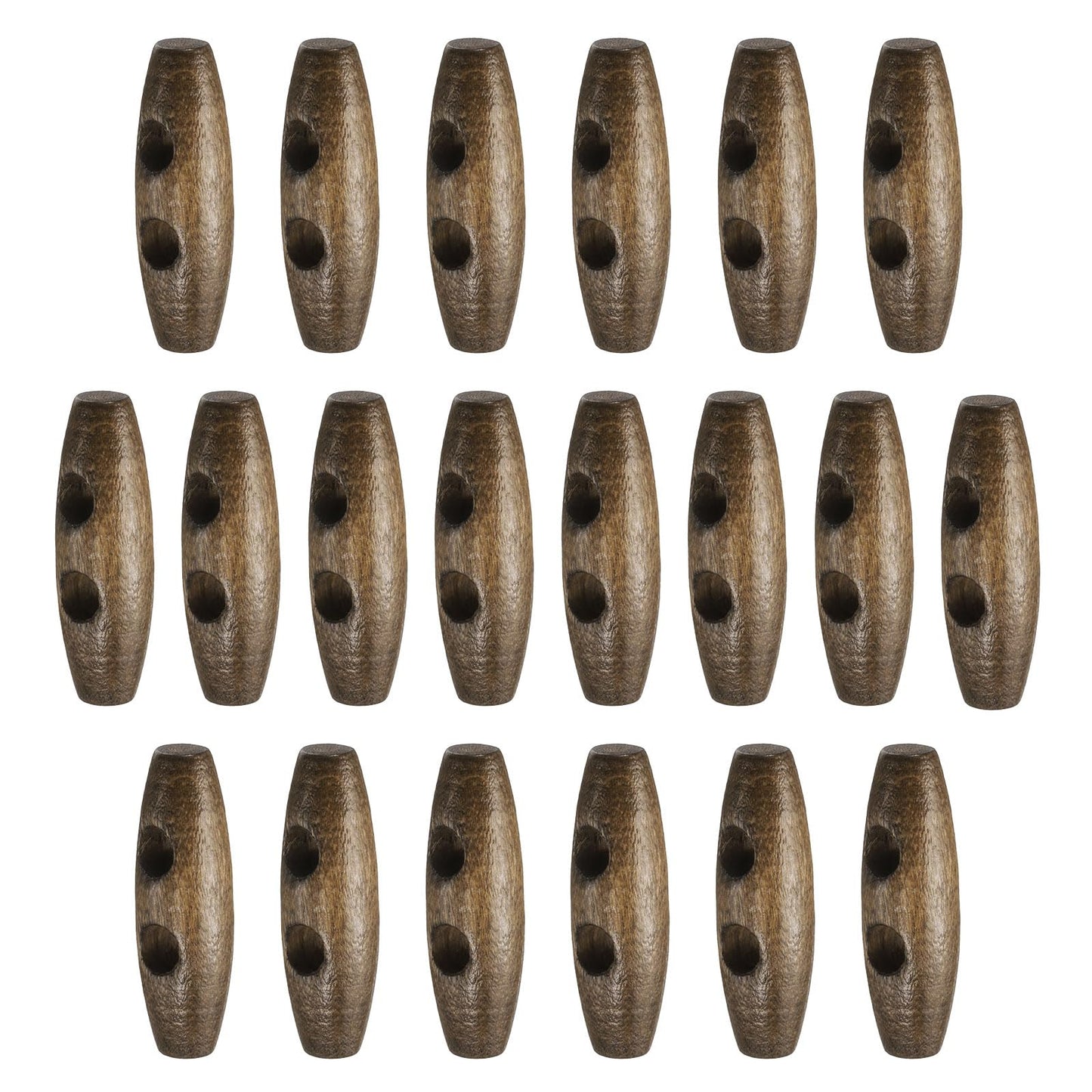 HARFINGTON 60mm / 2.4" Wooden Toggle Buttons 20pcs 2-Hole, Maroon | Wood Olive Sewing Buttons Horn Oval Buttons Sewing Accessories for Coat Sweaters Clothing DIY Craft BST326L