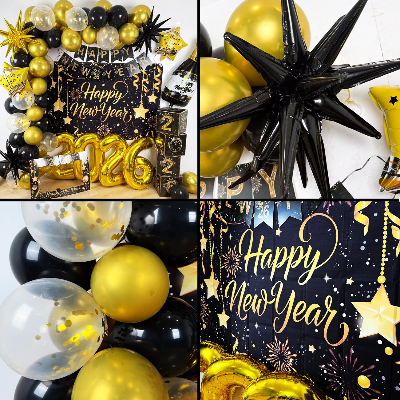 2026 Graduation Decorations Class of 2026 Black and Gold Congrats Grad Balloons,Banner,Backdrop,Photo Booth Props,Cards Boxes Kit for Graduation Party Decorations in Indoor or Outdoor (Graduation) BST326H
