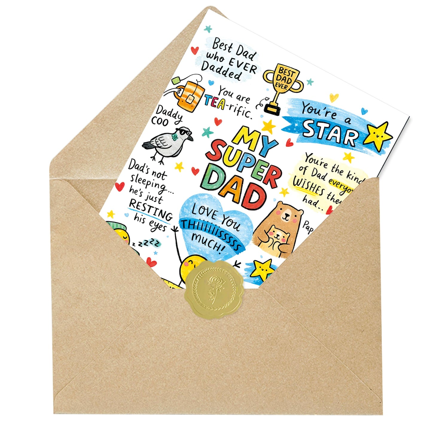 Fathers Day Card,Fathers Day Cards Gifts Decorations for Dad from Daughter Son,Happy Father's Day Cards Gifts Ideas with Envelope,Funny Sweet Dad Card BST220