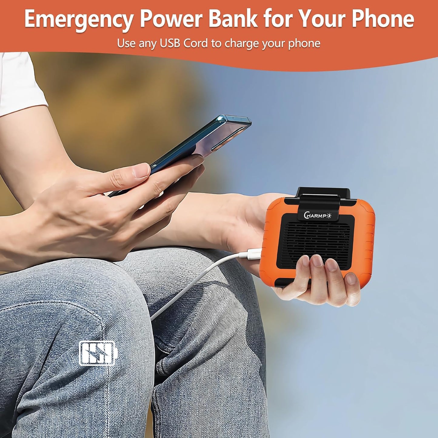Portable Waist Fan - 6000mAh Battery, 3 Speeds, Strong Airflow, Up to 16 Hours Working Time, Portable Hands-Free Cooling Belt Clip Fan for Construction Workers, Couriers, and Campers BST202