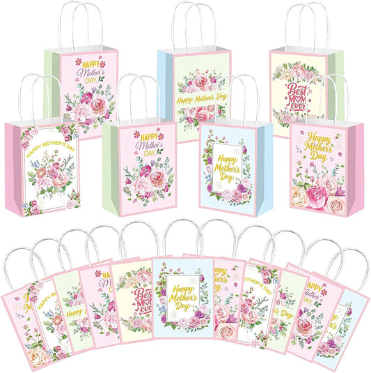 24 Pcs Paper Gift Bags with Handle Party Favor Treat Bags for Birthday Party Supplies WN420