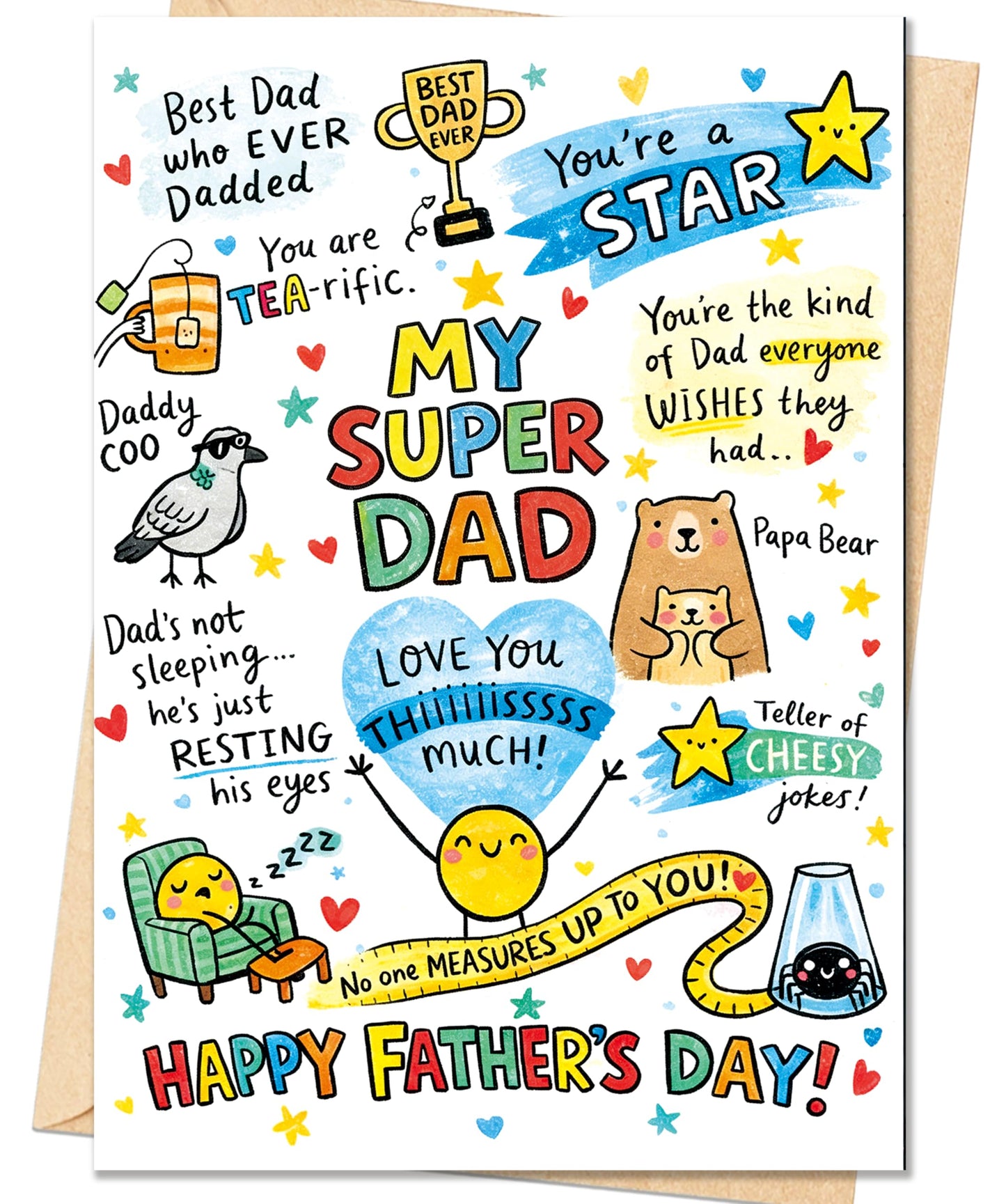 Fathers Day Card,Fathers Day Cards Gifts Decorations for Dad from Daughter Son,Happy Father's Day Cards Gifts Ideas with Envelope,Funny Sweet Dad Card BST220