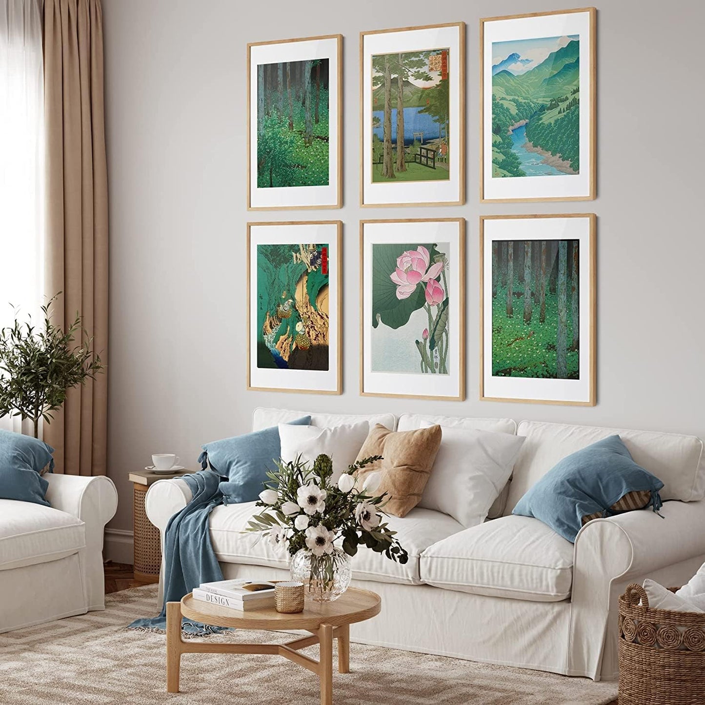 Wallbuddy Japanese Decor Woodblock Nature Poster Unframed Artwork for Walls Landscape Scenes in Home and Traditional Style Japanese Home Decor Set of 6 Japanese Wall Prints (8x10) BST220