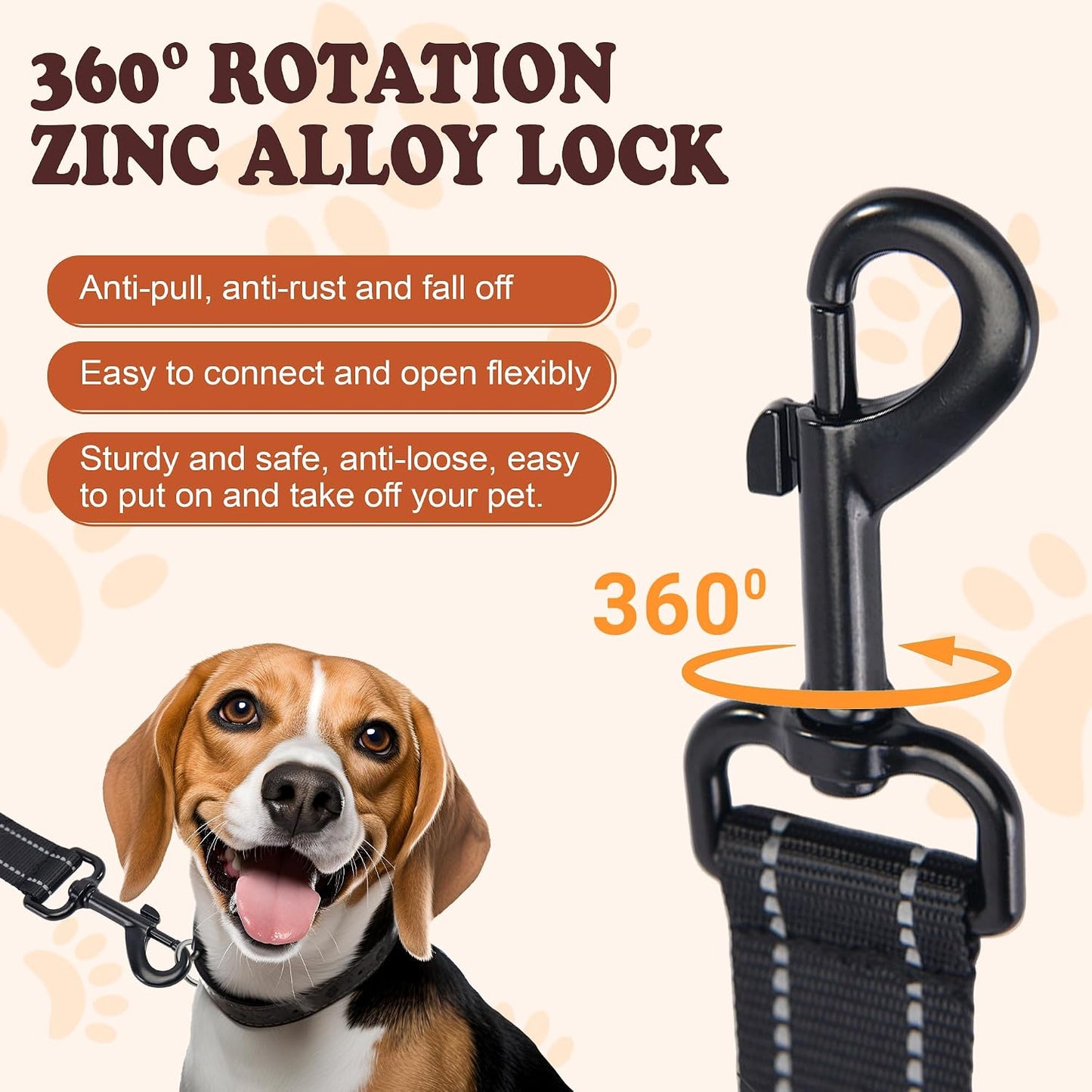 6FT Heavy Duty Dog Leash with Double Padded Handles, Traffic Handle & Reflective Nylon, Durable Walking Lead with Easy Snap Hook for Large, Medium & Small Dogs WN420