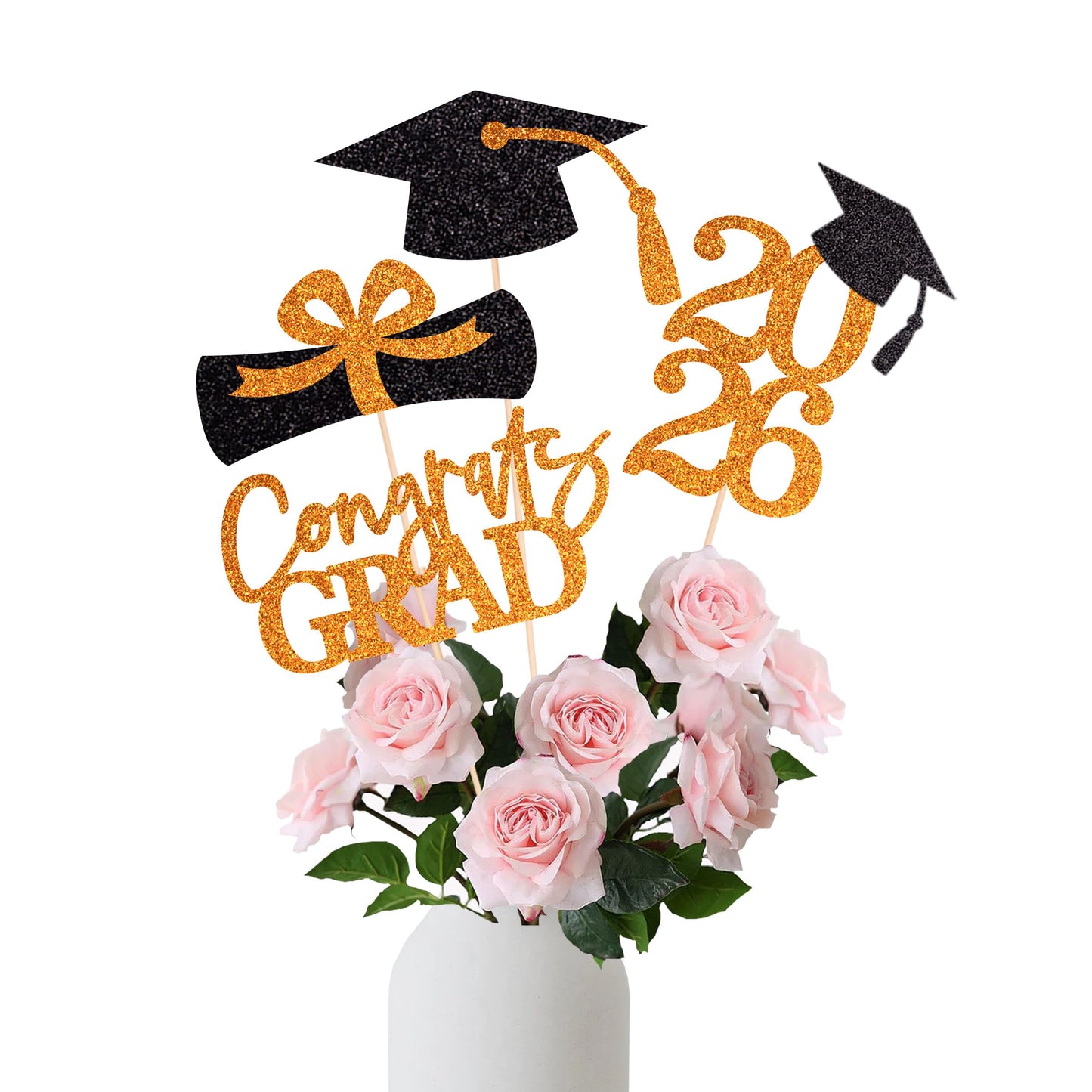 Graduation Centerpieces Class of 2026, 16 PCS Red Blue Double-Sided Table Toppers, Congrats Grad Party Decorations Supplies (Set of 4 Designs) WN420