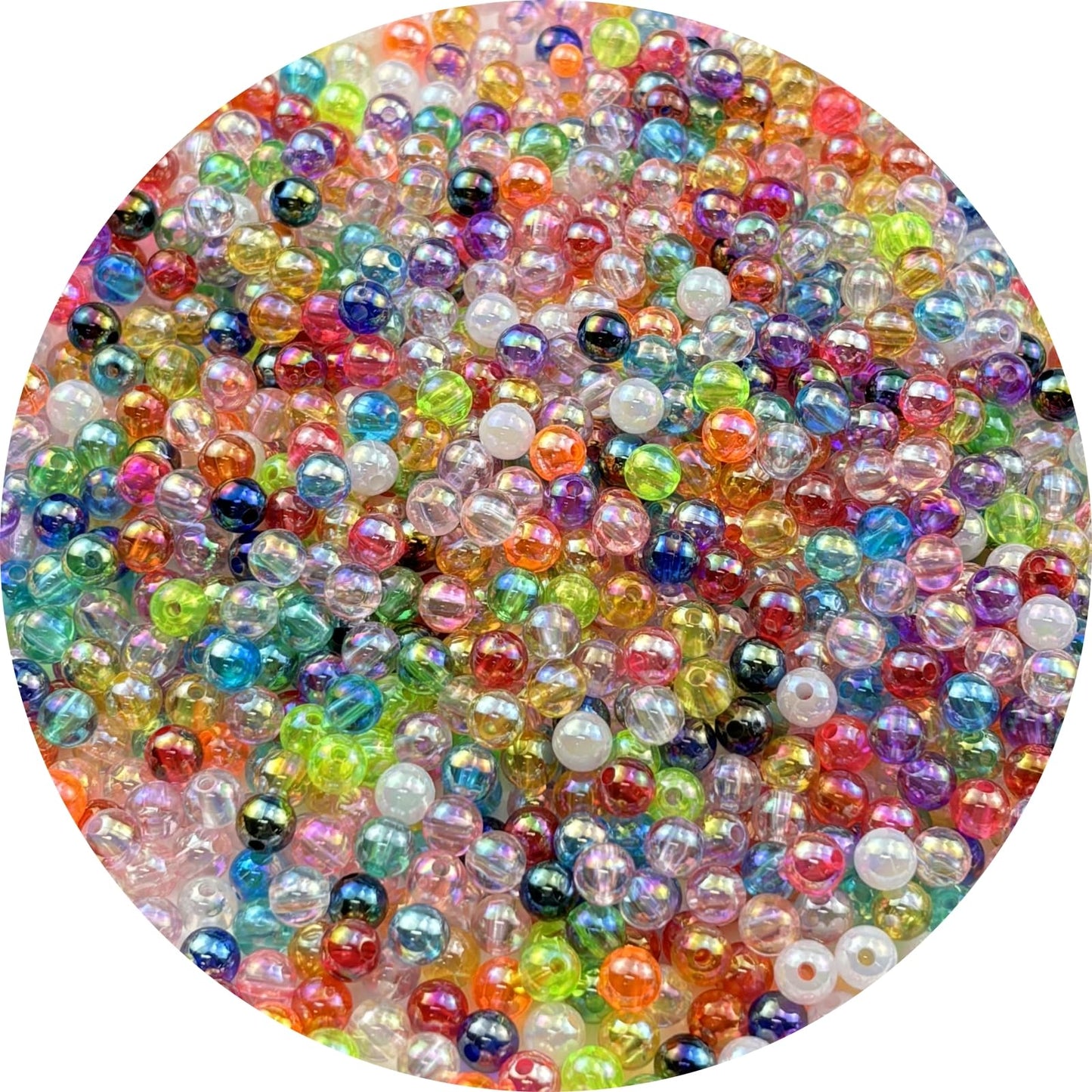 2000pcs 4mm Acrylic Round Beads AB Colors Acrylic Beads Round Spacer Beads with Hole for DIY Bracelet Necklace Jewelry Making Supplies Handmade Craft(Green AB) BST220