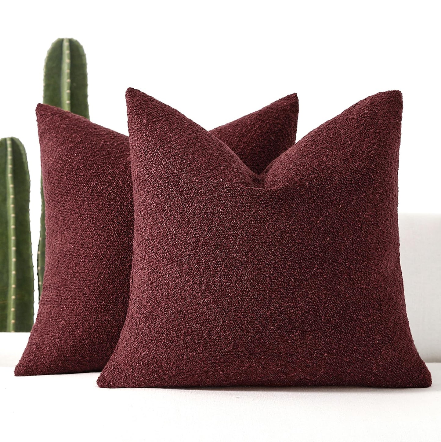 18x18 Boucle Throw Pillow Covers, Set of 2, Camel BST202