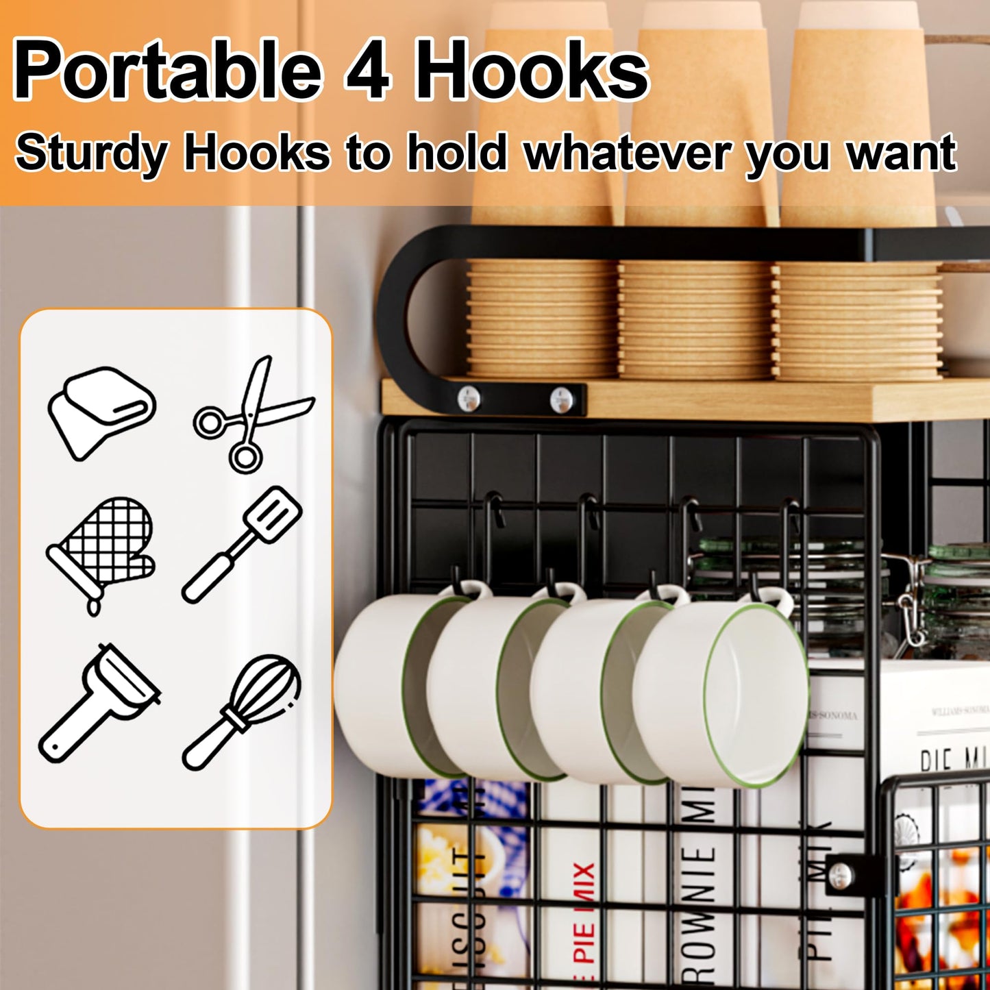 Magnetic Shelf for Fridge,Hanging Wall Basket for Potato Onion Fruit and Vegetable Storage Bins,Large Produce Container Magnetic Spice Rack for Refrigerator Kitchen Counter Pantry,Black BST220