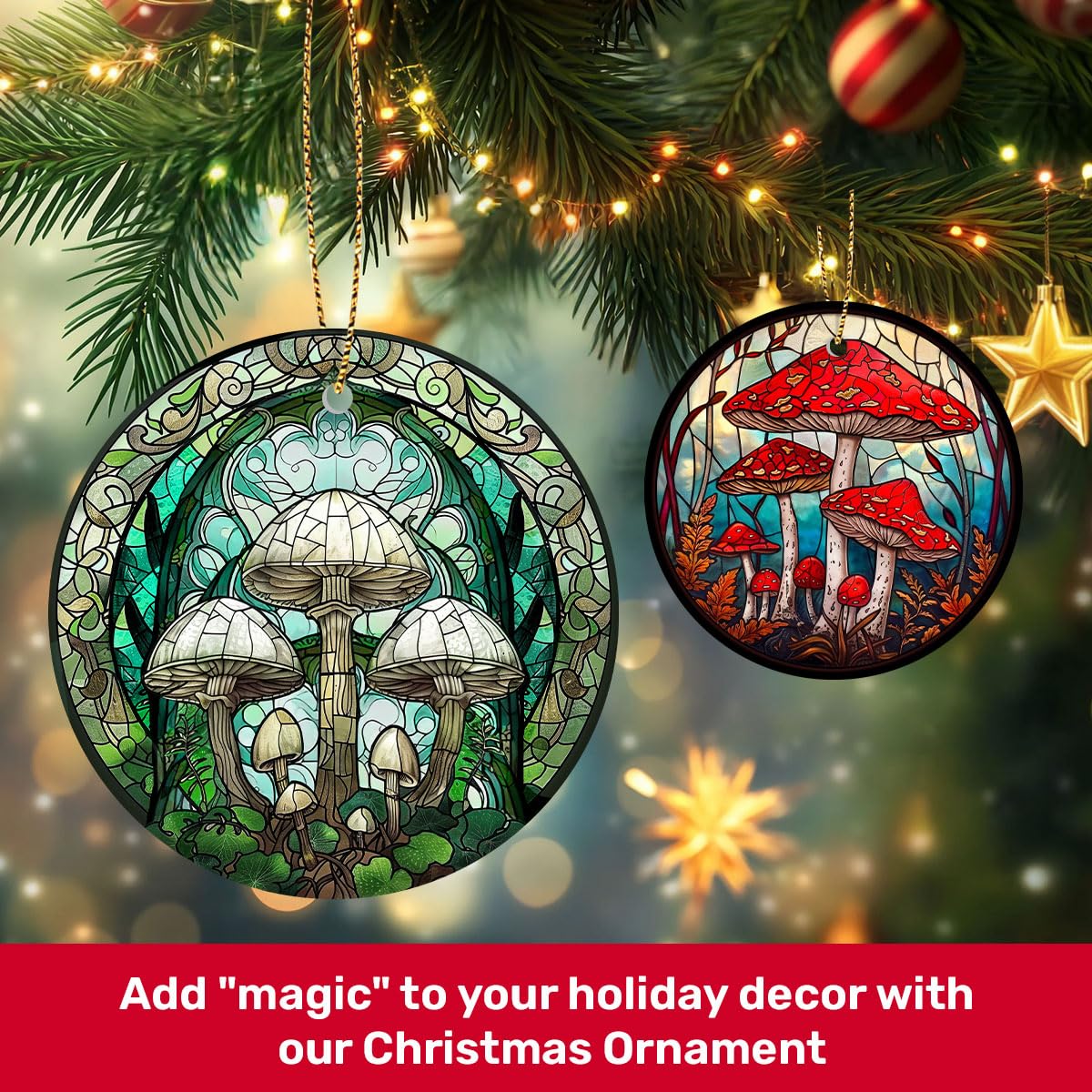 Stained Glass Snowy Owl Ornament – Artistic Ceramic Christmas Decoration for Bird Lovers, Holiday Keepsake Gift 2025 WN420