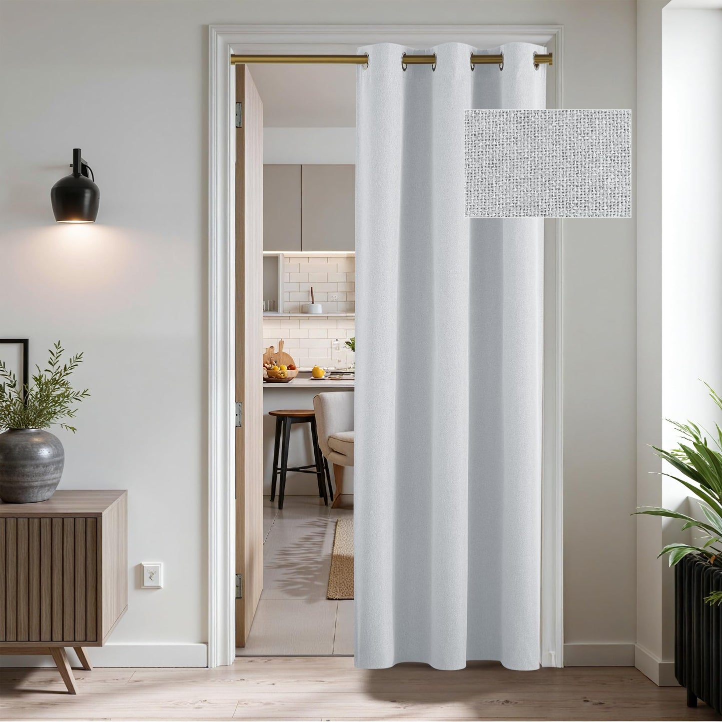 RYB HOME 100% Blackout Curtain for Sliding Glass Doors, Extra Wide Thermal Insulated Privacy Linen Curtains for Bedroom/Patio Door/Living Room/Open Closet, Room Divider, Black, W100xL108, 1 Panel BST220