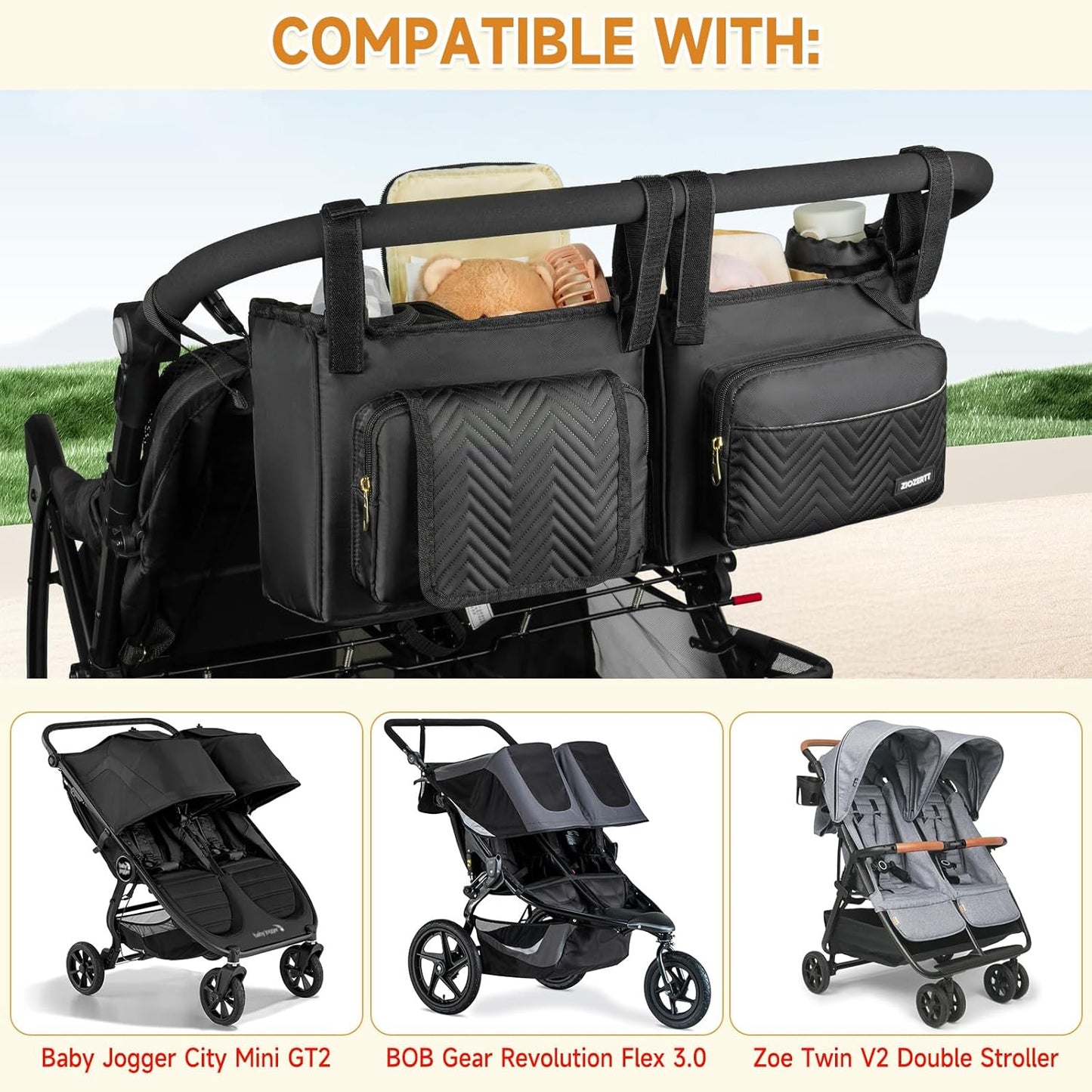 ZIOZERTT Double Stroller Caddy 100a