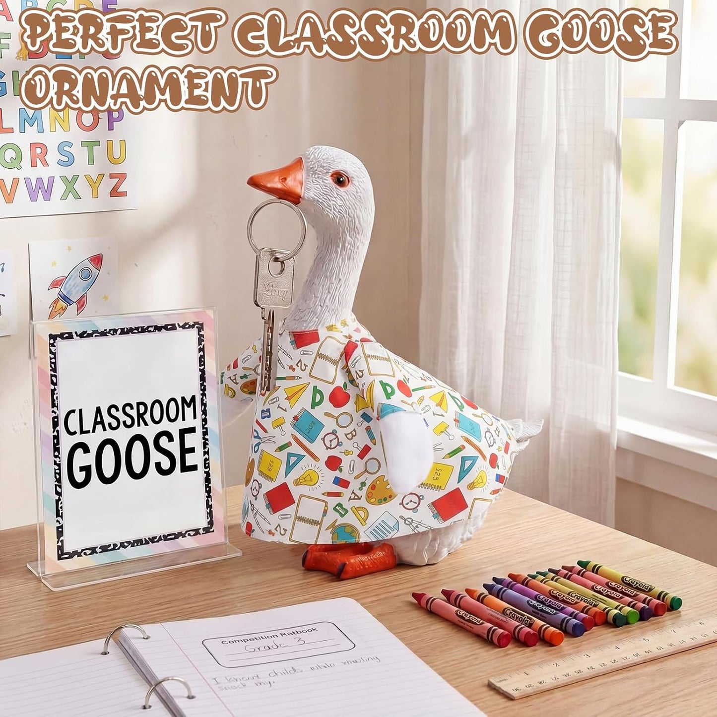 Wenqik Silly Goose Classroom Decor 7 Inch Magnetic Goose Key Holder Teacher Desk Back to School Decor Office Table Home Funny Classroom Accessories for Teacher Students First Day of School Gift BST326L