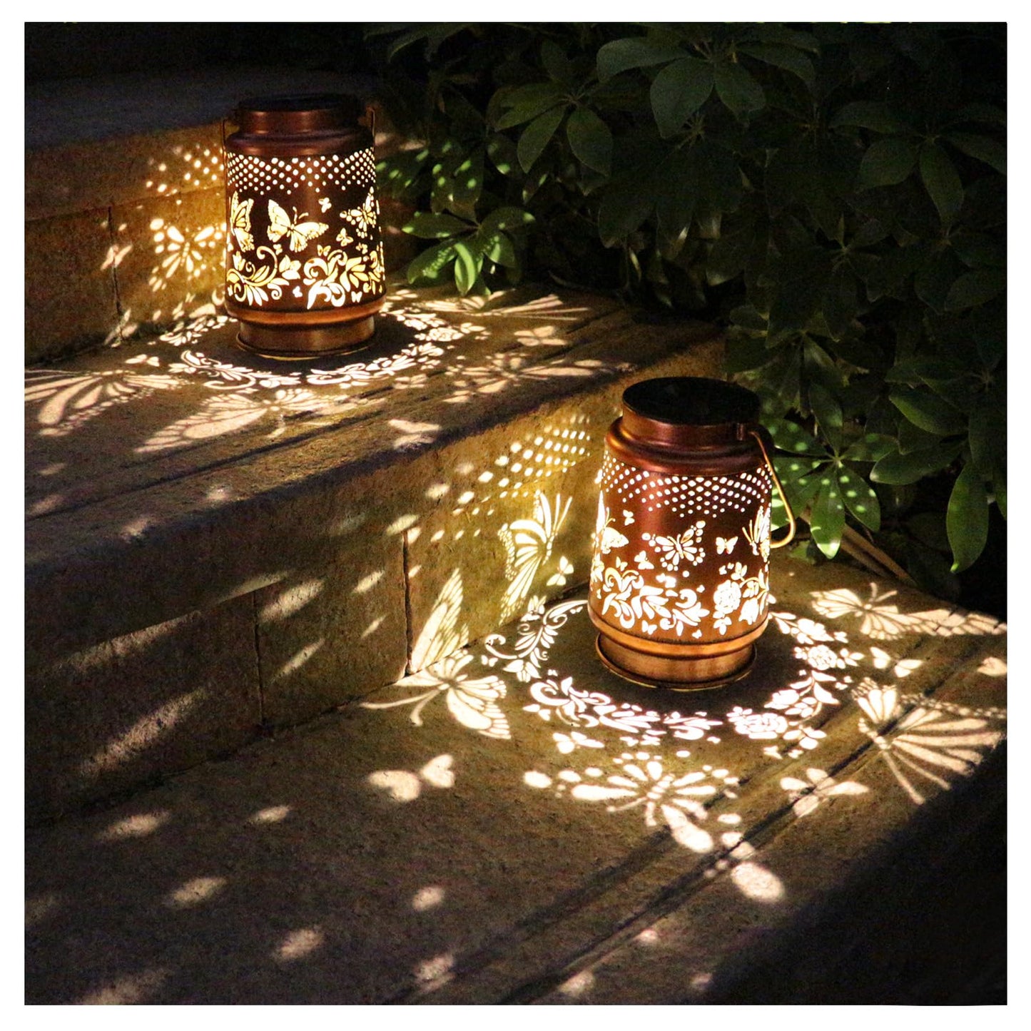 Solar Lanterns Outdoor Waterproof Butterfly Garden Decor Birthday Gifts for Women Mom Grandma, Hanging Solar Lights Metal Lantern Decoration Outside for Yard, Patio, Backyard, Porch