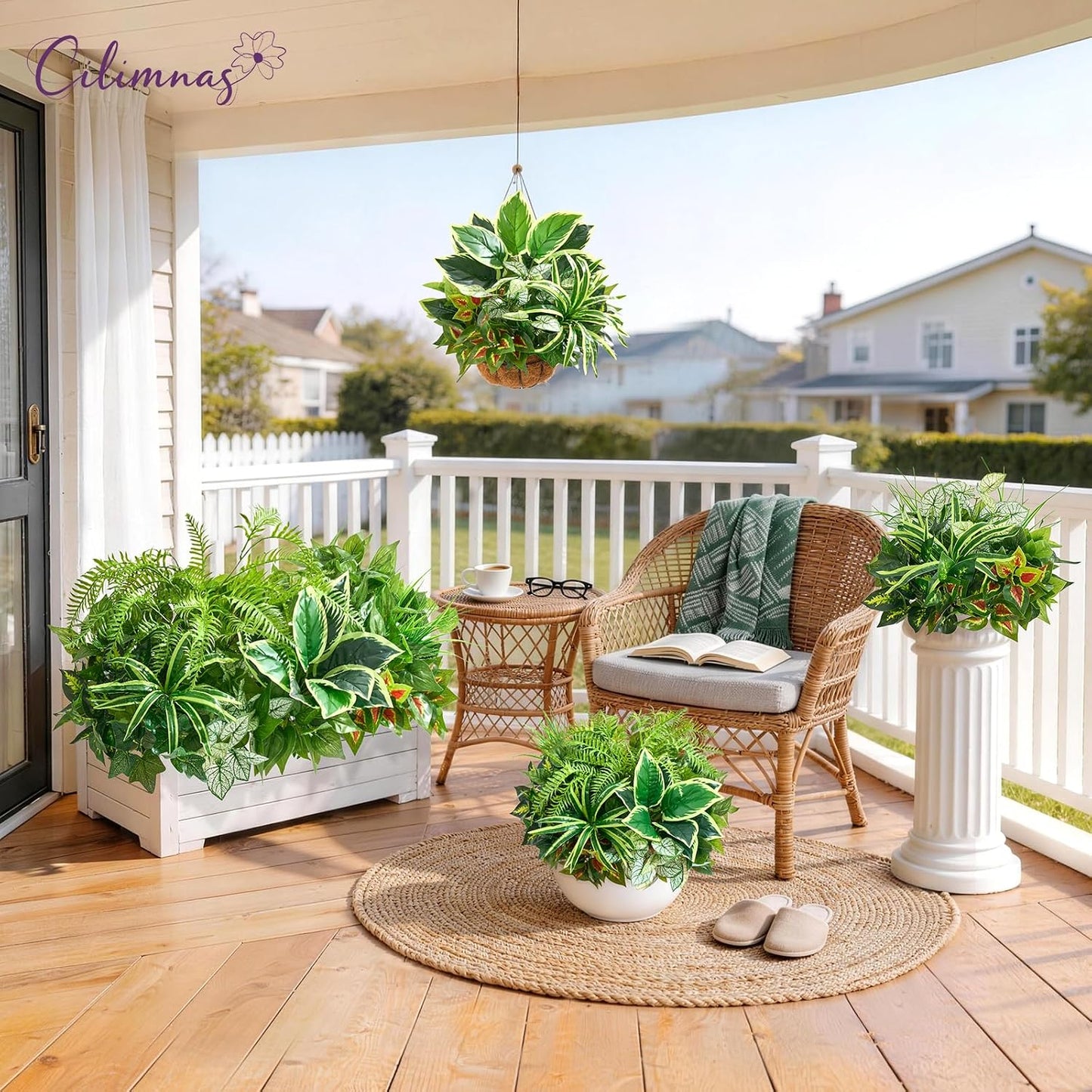 Artificial Plants Outdoor 12PCS UV Resistant Fake Greenery | Highly Realistic Faux Plant Outside with Stems for Front Proch Garden Patio Planters Window Boxes Home Decor BST326H