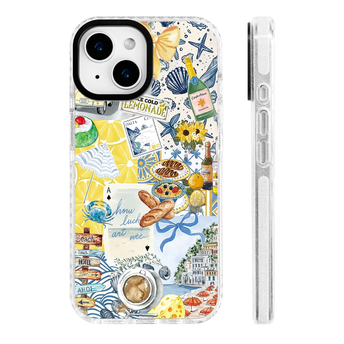 for iPhone 16 Pro Case [Military-Grade Drop Protection/Stylish Soft TPU Protective/Camera Protection/for Women & Girls] - Beach Party Collage Pattern with Mermaid WN420