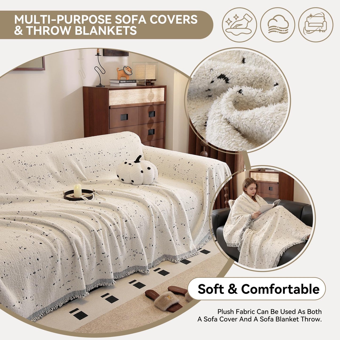 YDKGL Couch Covers Sofa Covers for Sectional Sofa 3 Cushion Sofa Pet Friendly, L Shaped Couch Cover Blanket Washable Non Slip Furniture Protector, Soft Sofa Slipcover for Kids Dogs, Dark Grey 91"x134" BST220