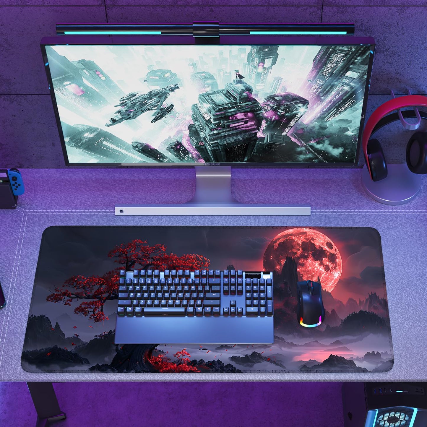 Mouse Pad Gaming Mousepad 31.5 x 11.8in Large Mouse Pad for Keyboard and Mouse with Anti-Slip Rubber Base, Keyboard Pad XL Mouse Mat for Home and Office,Snowy Forest WN420
