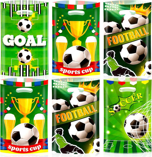 Konsait 50Pcs Soccer Goodie Bags with Handles, Football Themed Gift Bags for Birthday Party Favors, Team Celebrations and Game Day Decorations BST326L