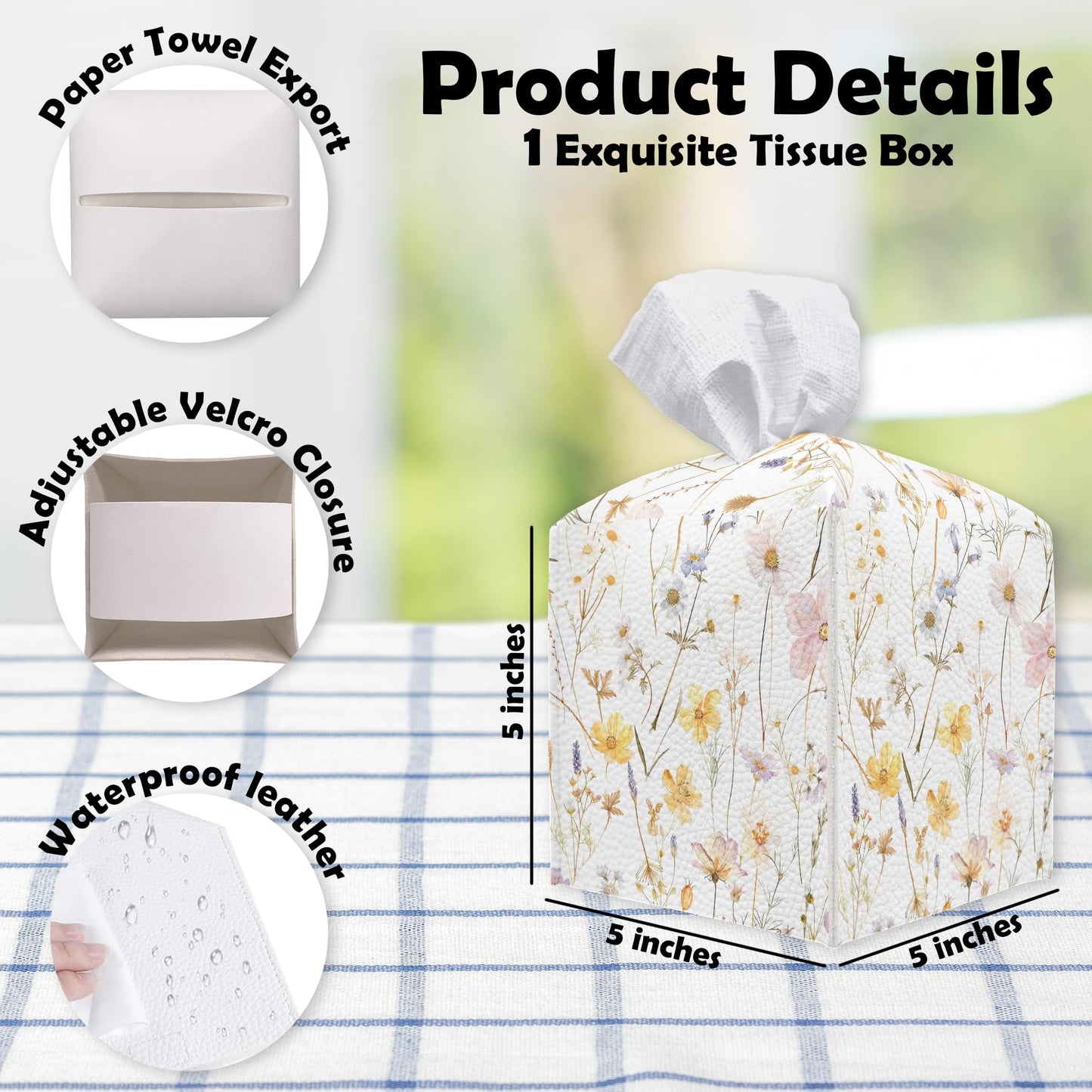 Spooky Tissue Box Cover Square - Ghosts & Bats Tissue Box Holder - Halloween Pumpkin Facial Paper Organizer Dispenser for Home Car Bathroom Office Bedroom Desk Tabletop Supplies & Decor - A11 BST220