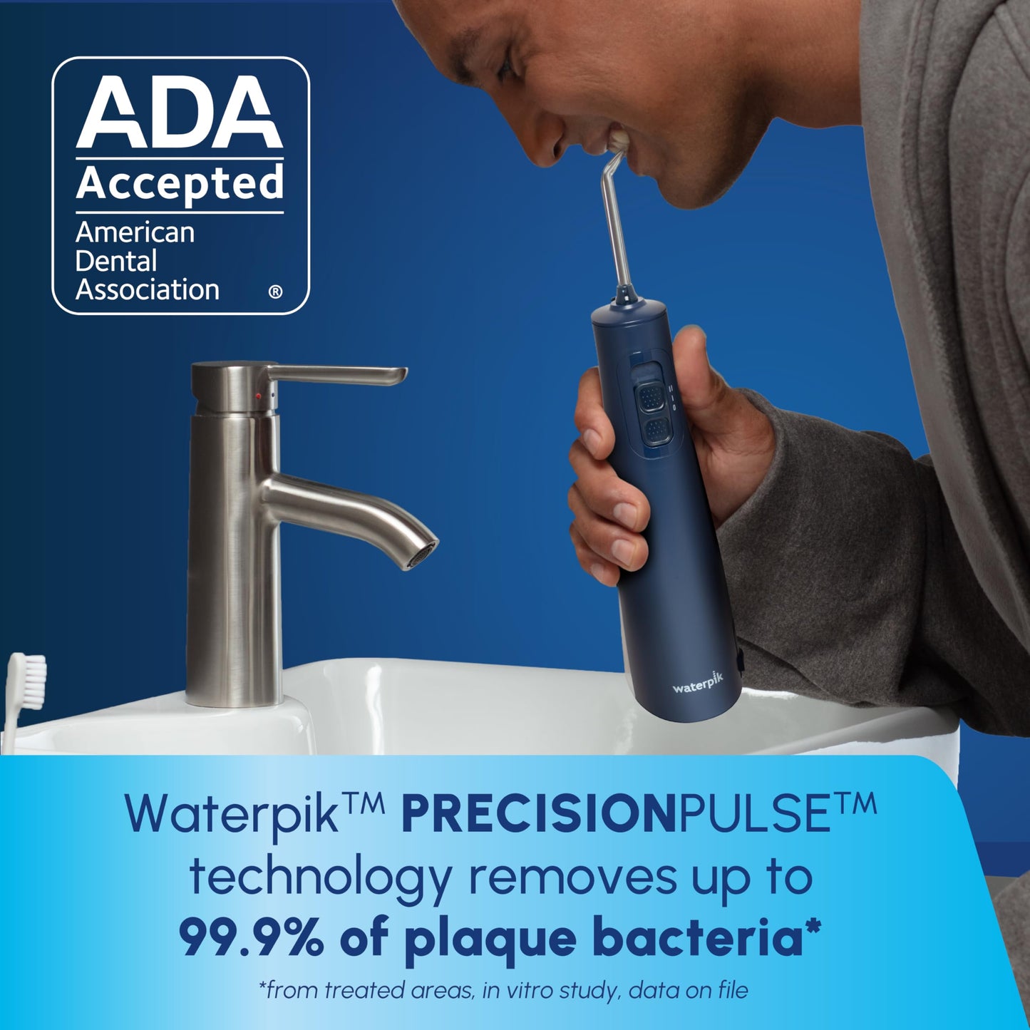 Waterpik Cordless Pulse 3100 Rechargeable Portable Water Flosser for Teeth, Gums, Braces Care and Travel with 2 Flossing Tips, Waterproof for Shower Use, ADA Accepted, WF-20 White, Amazon Exclusive DD1210