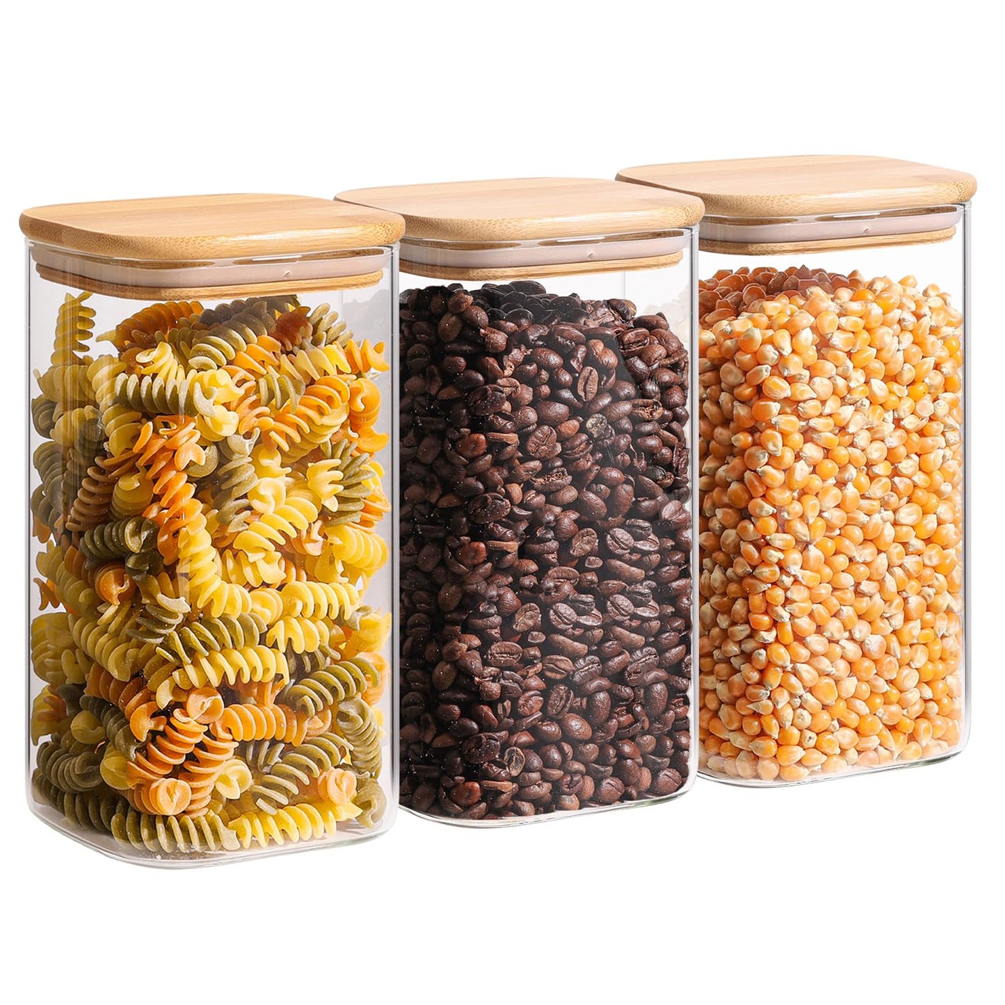 ComSaf 0.6 Qt Glass Food Storage Jars Set of 6, Clear Storage Containers with Airtight Lids, Pantry Organization Jar, Spice Jar, Blooming Tea, Coffee and Sugar Container, Canister Set for Kitchen BST220