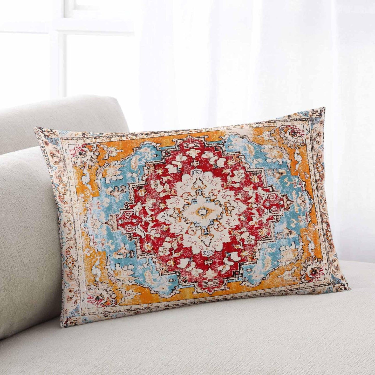 T&H XHome Pillow Covers 12x20 Inch Boho Style Orange Vintage Art Carpet Soft Brushed Microfiber Pillowcases with Hidden Zipper Closure Bed Pillow Shams for Bedroom Sofa Car BST202