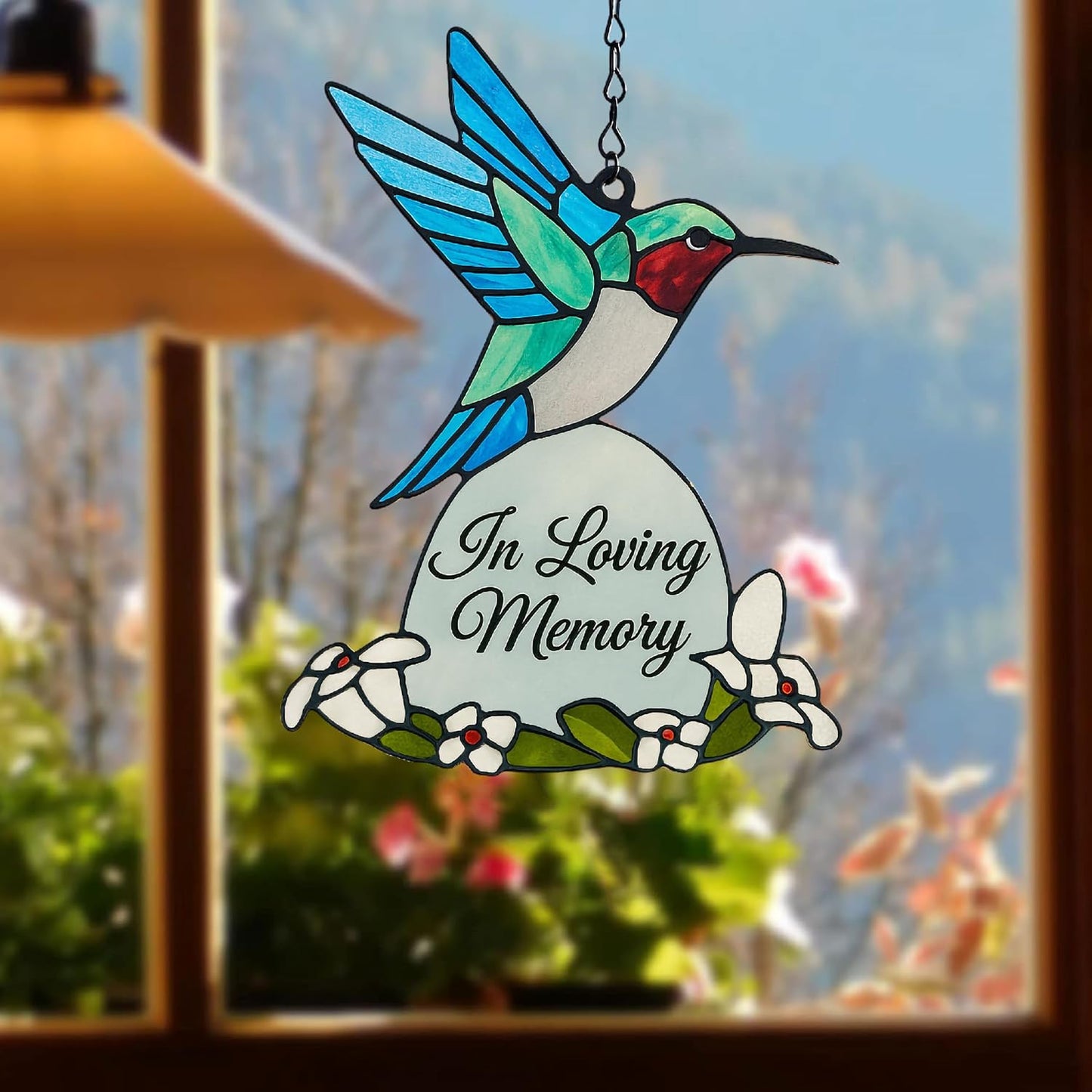 Hummingbird Suncatcher Memorial Gifts, Dog Memorial Gifts for Loss of Dog, Sympathy Gift for Loss of Loved One in Loving Memory, Bereavement Condolence Pet Loss Sympathy Gift Glass Hummingbird BST326H