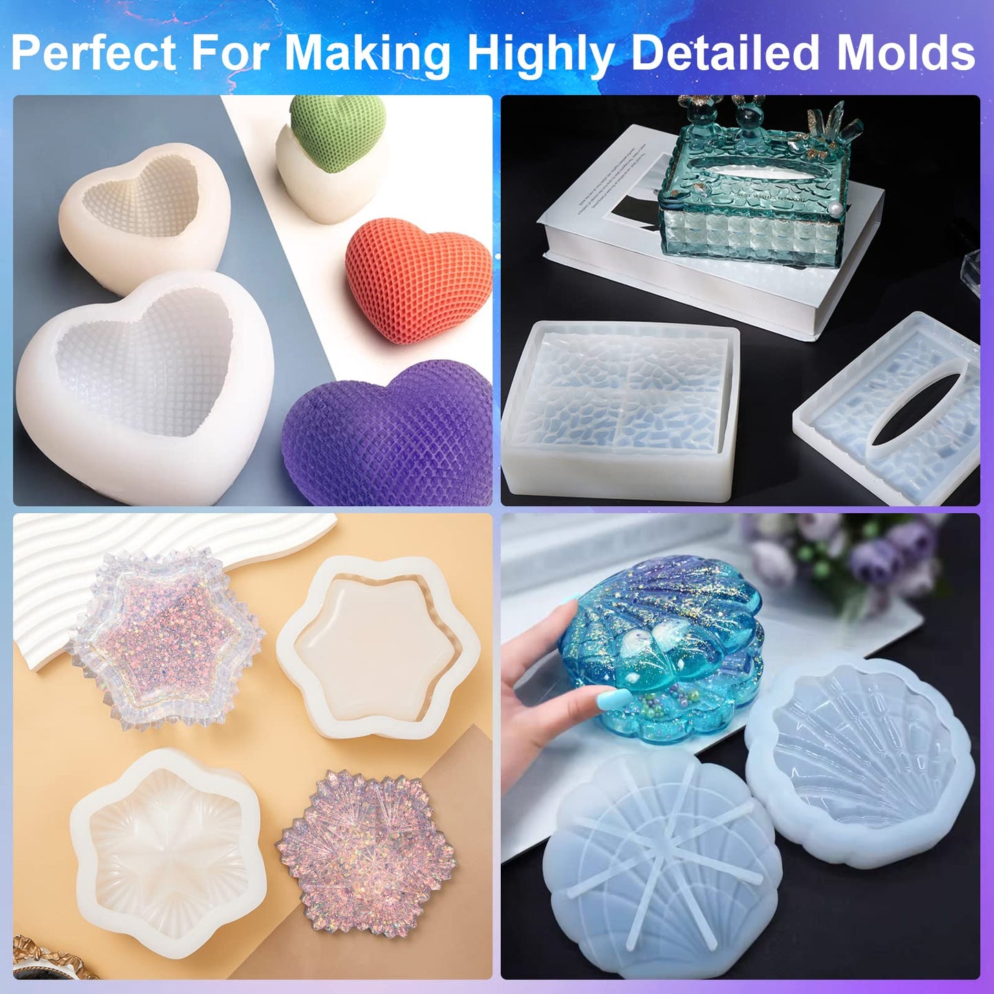 CHANGTIKEJI Silicone Mold Making Kit, 38.8oz 10A Elastic Liquid Silica Gel for Casting Resin molds and Candle & Soap Mold,Fast Cure Translucent Platinum Silicone Rubber BST326H
