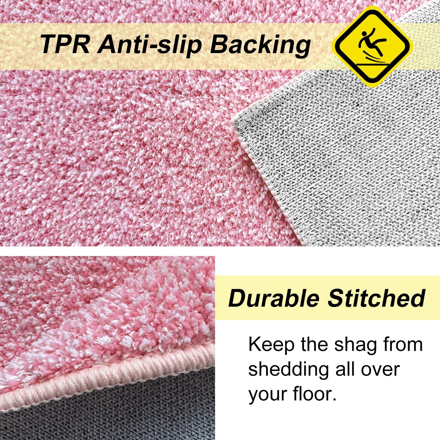 HDFK Bathroom Rugs | Non Slip Washable Bath Mats 24x16 Inches 2 Tone Soft Chenille Medium Pile TPR Floor Mat | High Absorbency Quick Dry Grey and White | Shower Rug for Wet Dry Zone BST220