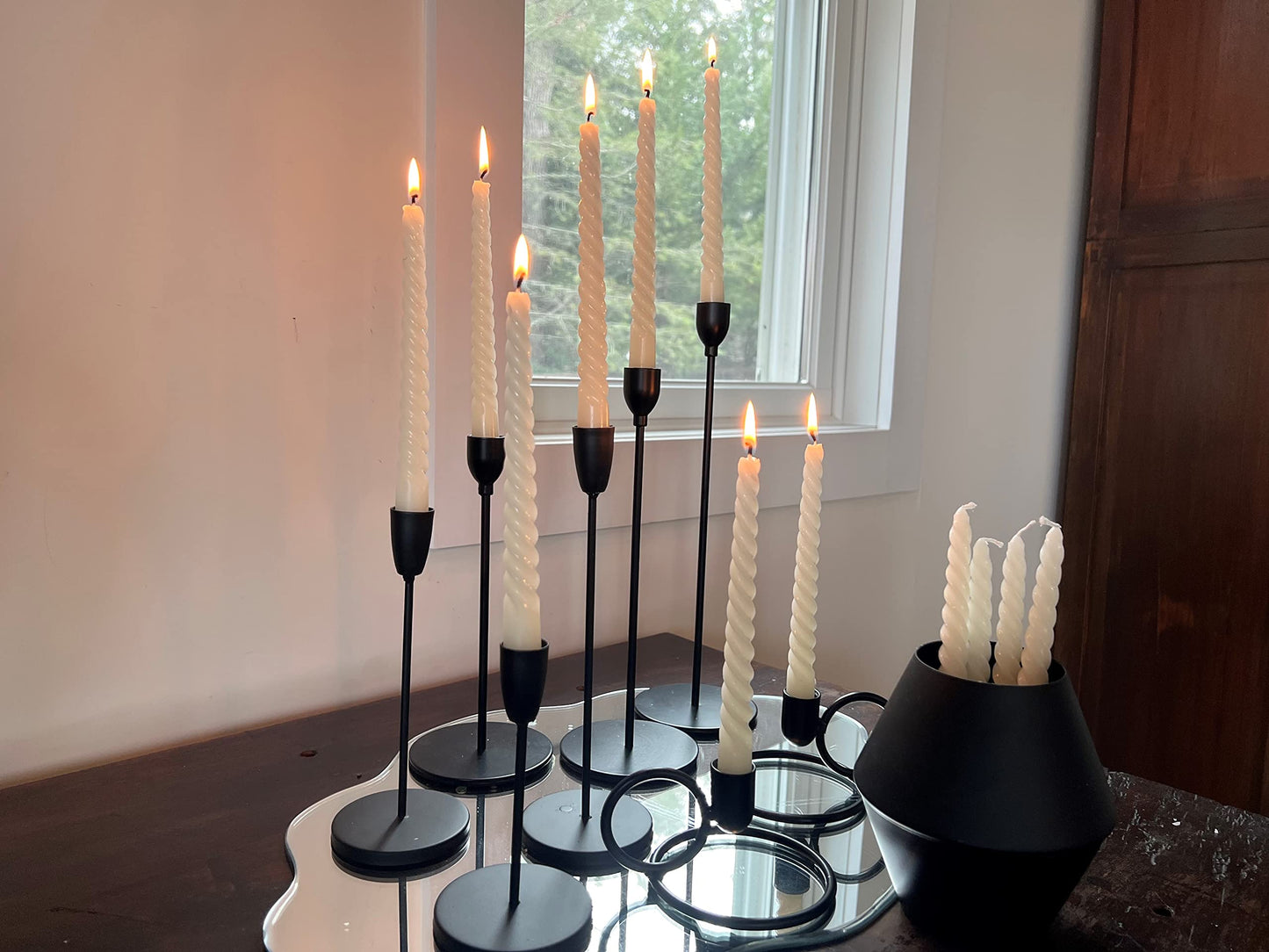 12 Piece Pale Green Twist Taper Candles, 2 Boxed Sets of 6, 4 Hours Burn Time, Paraffin Wax, 7.75 Inches BST220