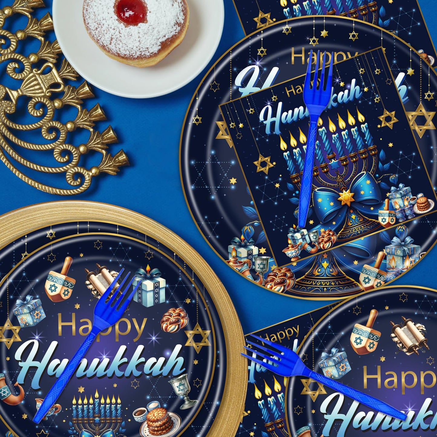 Gameza July Christmas Party Decorations Tableware, 96PCS There's Some Hohoho's in July Disposable Paper Plates and Napkins Decoration, Summer Xmas Beach Forks Decor Supplies Serves 24 BST220