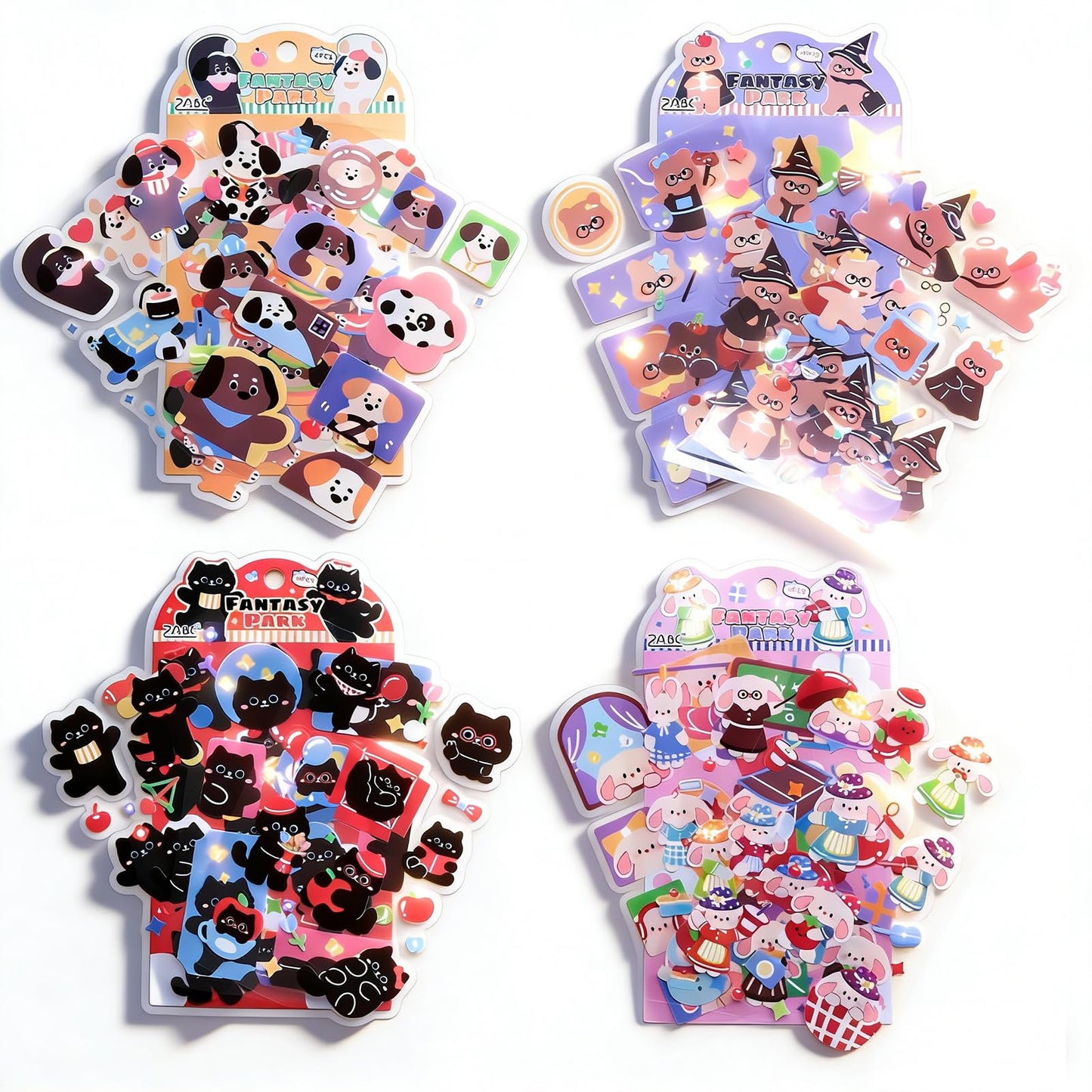 Deco Stickers Pack of 24 Sheets Korean Style Photocard Animal Rabbit Beer Confetti Polco Decorative Stickers for Scrapbooking (Cream) WN420