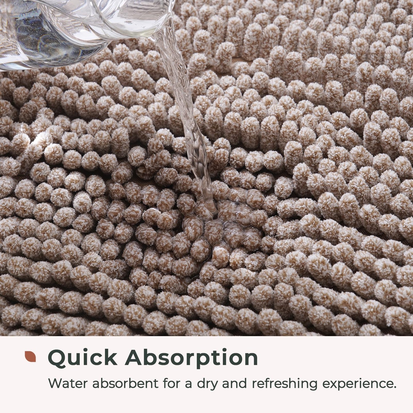 FRESHMINT Chenille Bathroom Rugs Mat 24"x17", Non-Slip Bath Mat for Bathroom Floor & Bathtub, Washable Soft Shower Shag Bath Rugs, Fluffy Thick Water Absorbent Microfiber Shower Mat, Sage Green BST220
