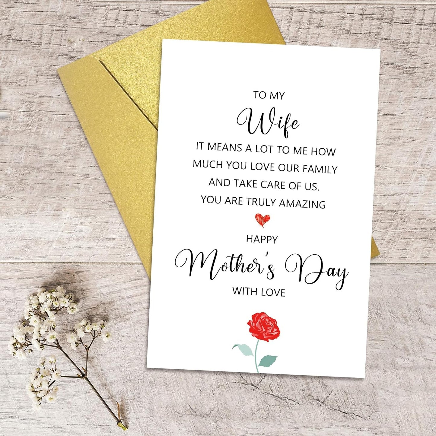 Qiliji Mother's Day Card for Wife, Wife Mothers Day Card from Husband, Happy Mother's Day Card to My Amazing Wife, It Means A Lot To Me How Much You Love Our Family And Take Care Of Us WN420