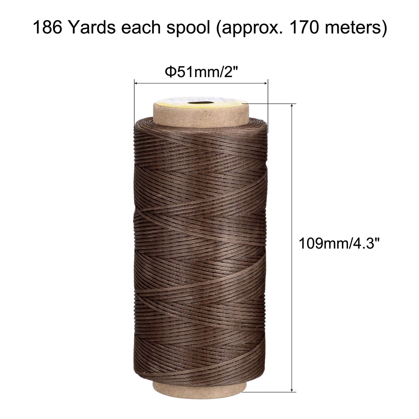 uxcell Leather Sewing Thread 186 Yards 210D/1mm Polyester Waxed Cord for Manual Sewing, Wheat BST326H