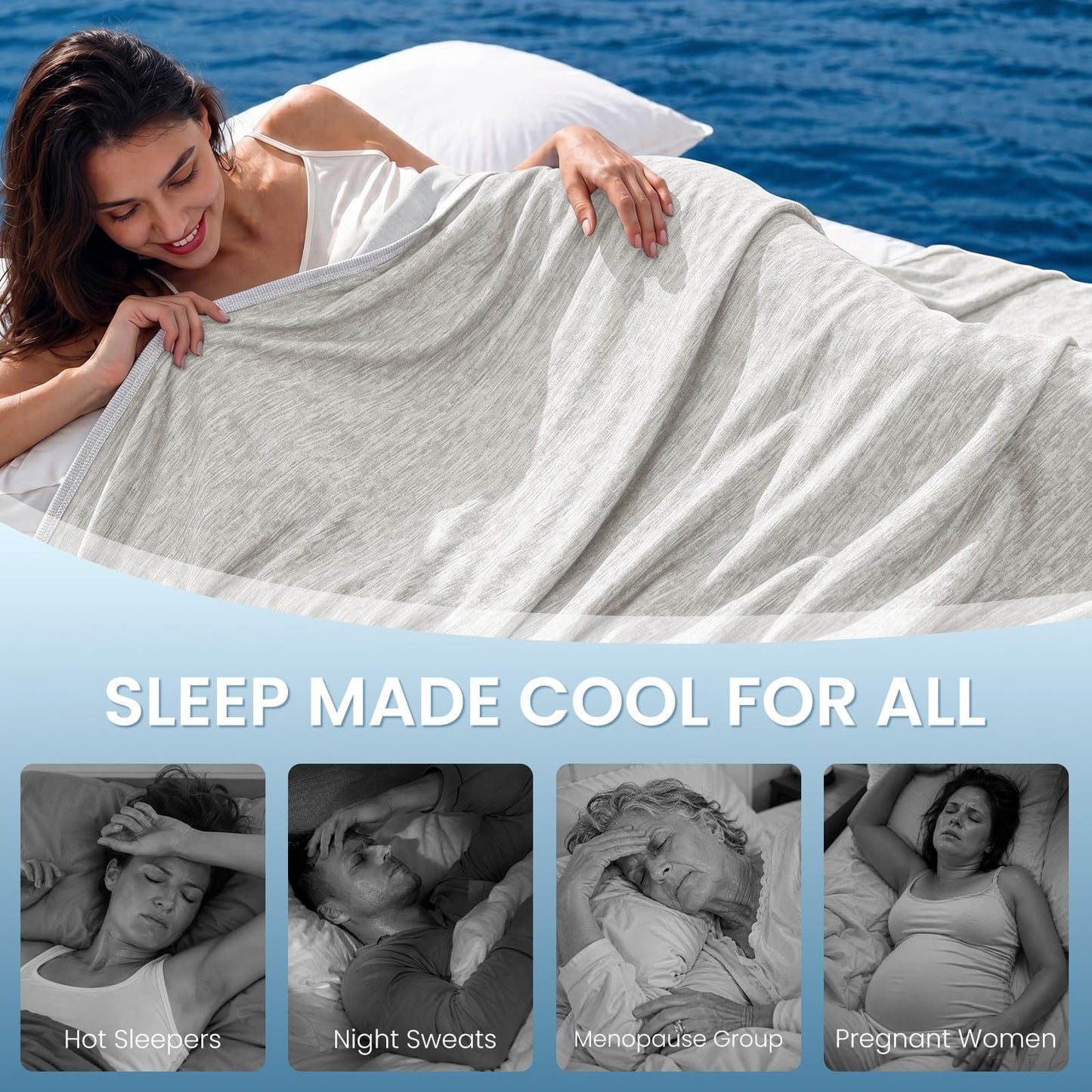 Topcee Cooling Blanket(90"x108"King Size) for Night Sweats Absorbs Heat to Keep Adults Cool on Warm Nights, Q-Max 0.5 Cooling Blankets for Hot Sleepers, Ultra-Cool Lightweight Blanket for Bed