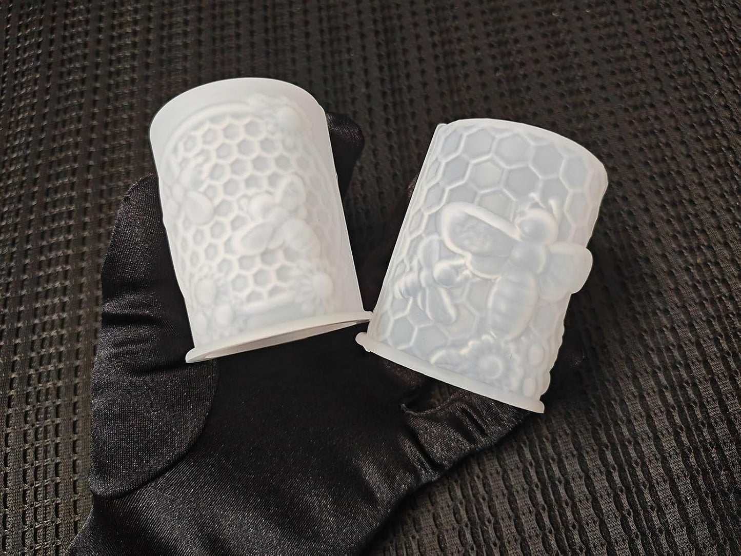 Honeycomb Bee Candle Silicone Molds 2PCS with Flowers Design, White Resin Cylindrical Mould Set, Soap Wax Beeswax Epoxy Casting Clay Mold-Kit, 2 Pack BST220