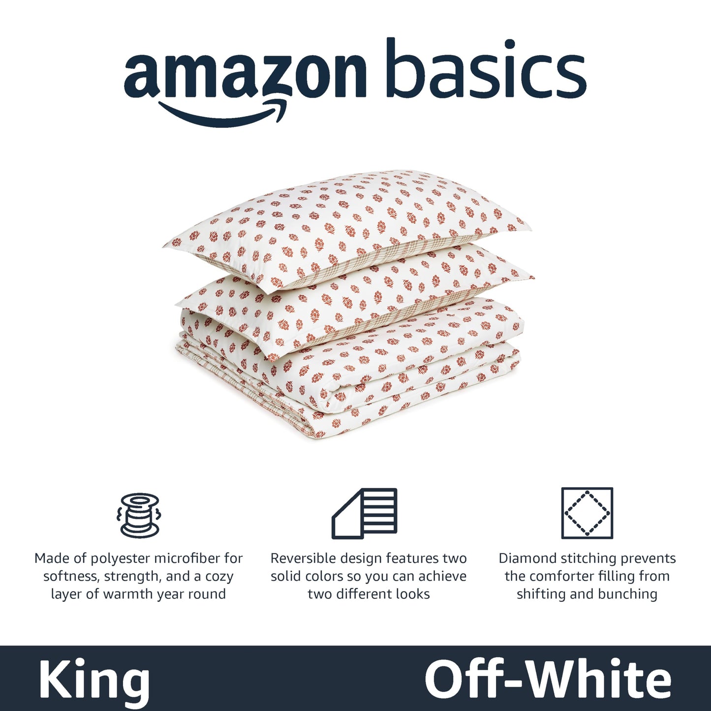 Amazon Basics Comforter Blanket, Reversible, Lightweight Microfiber, Machine Washable, All Season, Full/Queen, Black/Grey