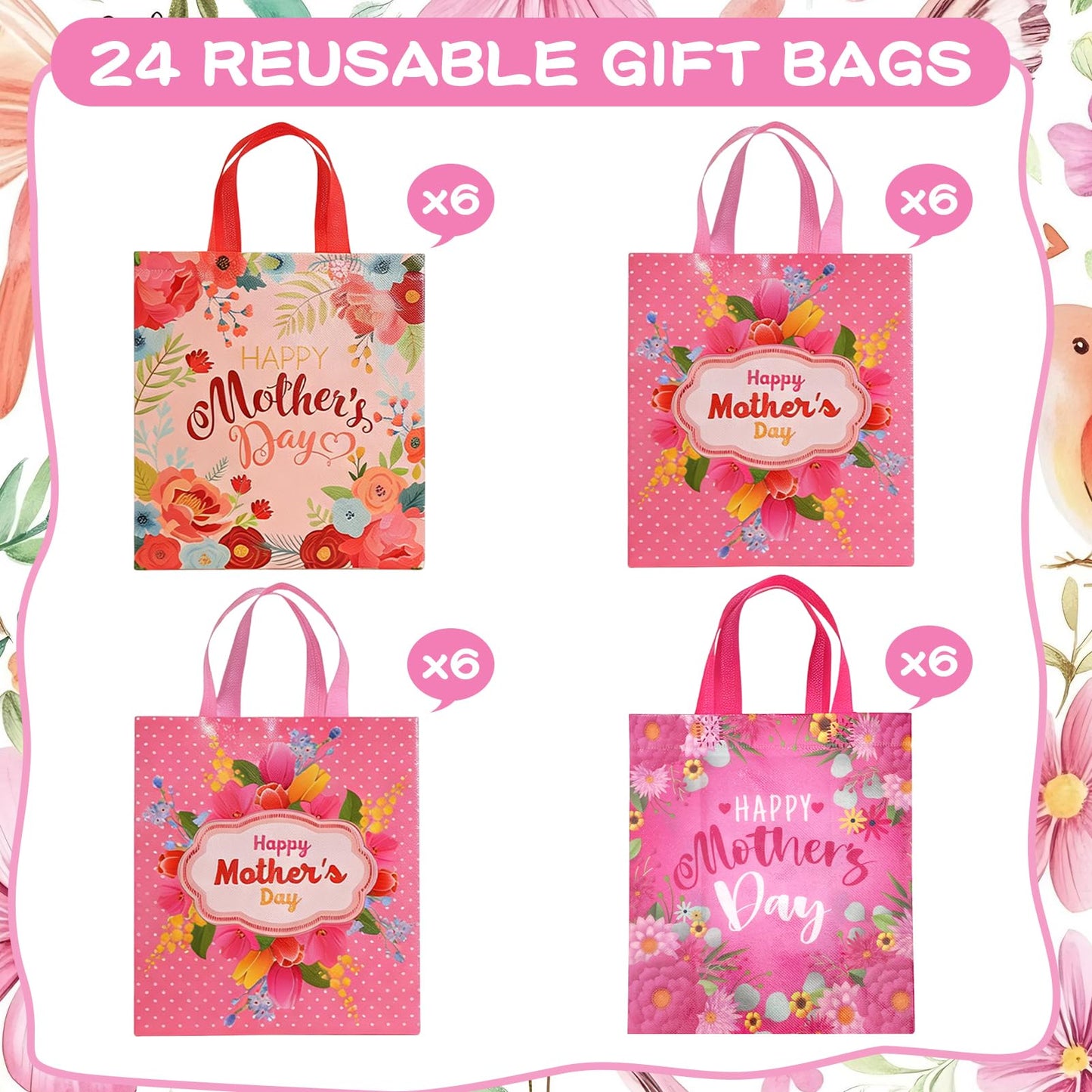 24 Pcs Paper Gift Bags with Handle Party Favor Treat Bags for Birthday Party Supplies WN420
